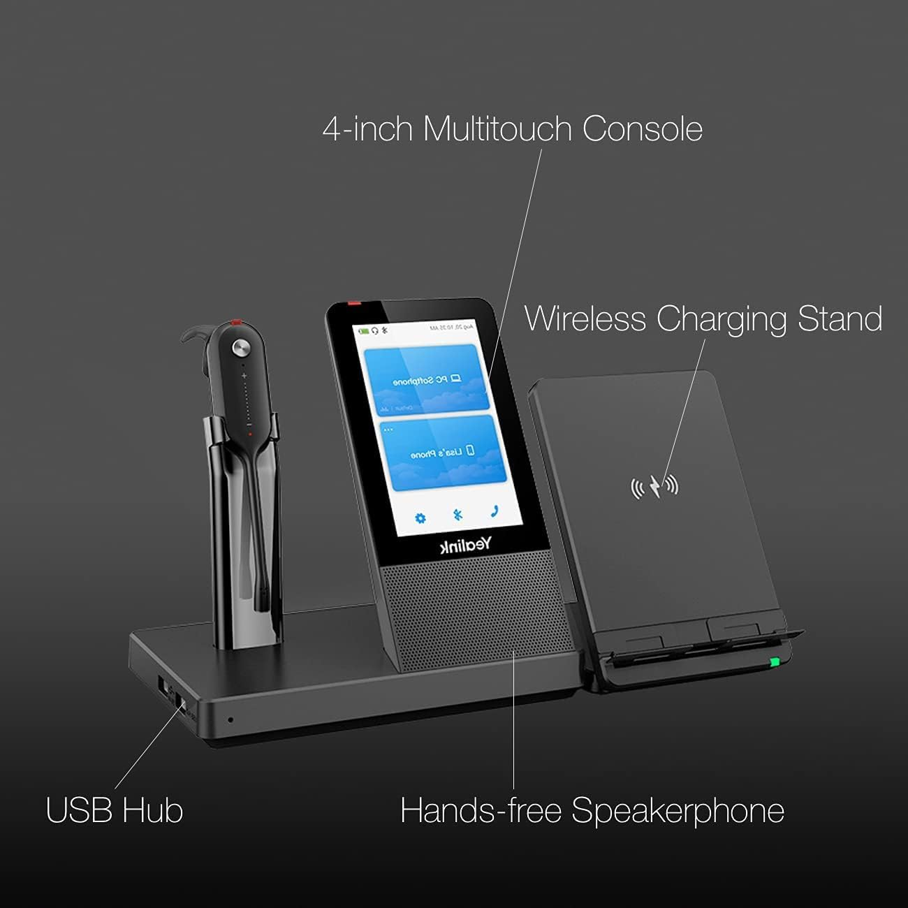 Yealink 35559 WH67 Standard UC DECT Wirelss Headset for Microsoft Teams with Touchscreen image number 1