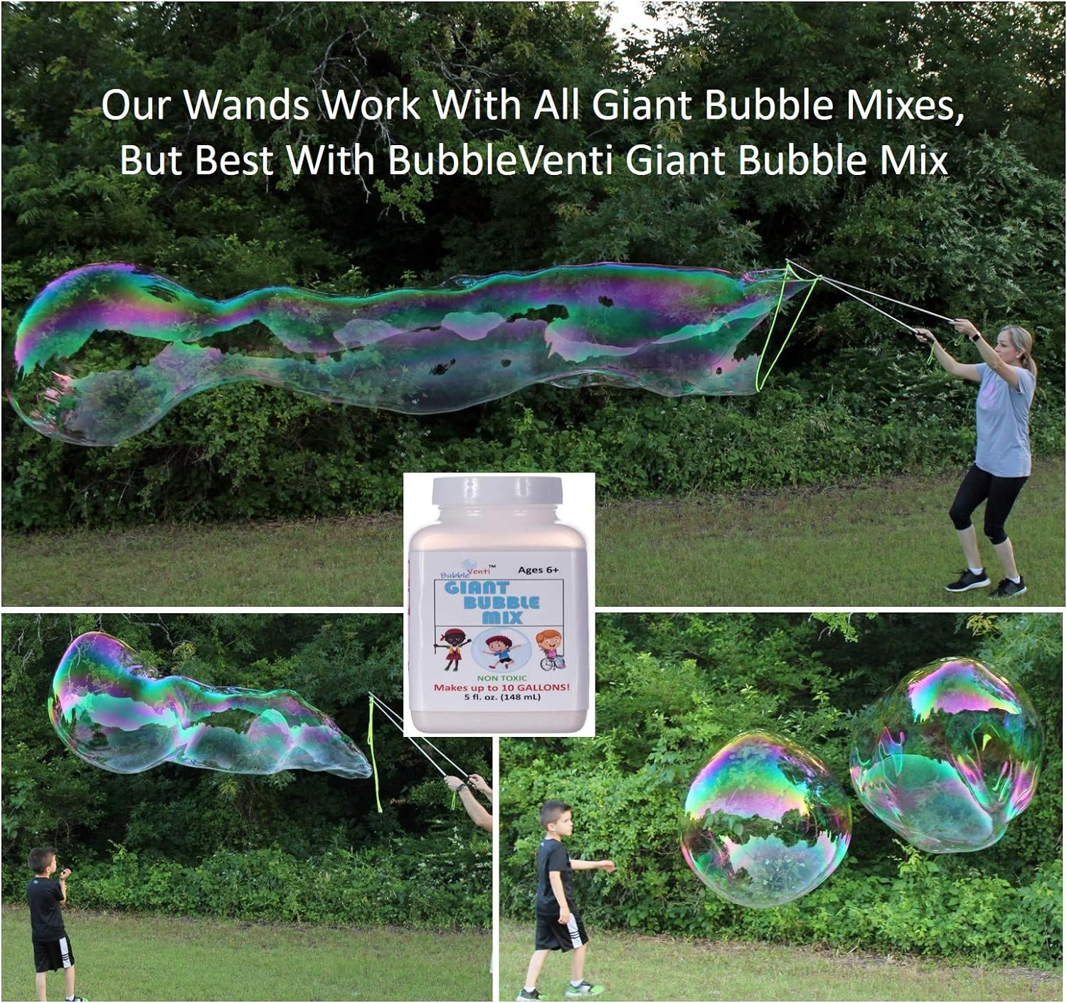 E-Know Bubble Wand,Stainless Steel Giant Bubble Wand Outdoor Toy for Kids Telescopic Design, Bubble Toys for Party, Works Best Bubbleventi Bubble Mix
