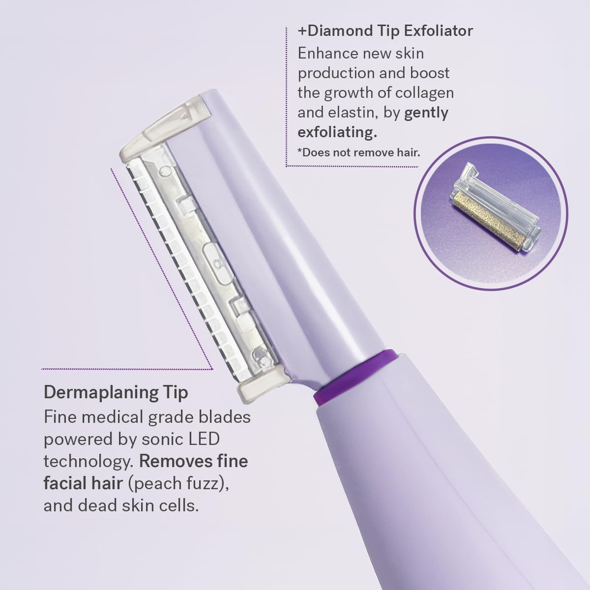 Michael Todd Beauty Sonicsmooth Pro+ Dermaplane Razor for Women Face + Eyebrow Trimmer Dermaplaning System W/Led Light Peach Fuzz Remover -16 Dermaplaning Blades & 2 Microsmooth Exfoliation Tips - Pink image number 6