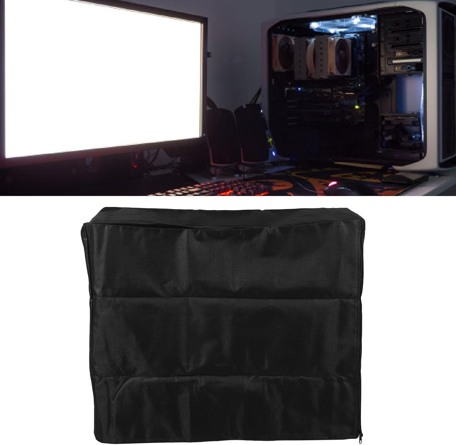 Computer CPU Dust Cover, Mid Tower Case Protector, Host Dust Water Resistant Cover, Gaming Computer Desktop PC Mid Tower Jacket Protector, Desktop Host Protector Sleeve image number 5