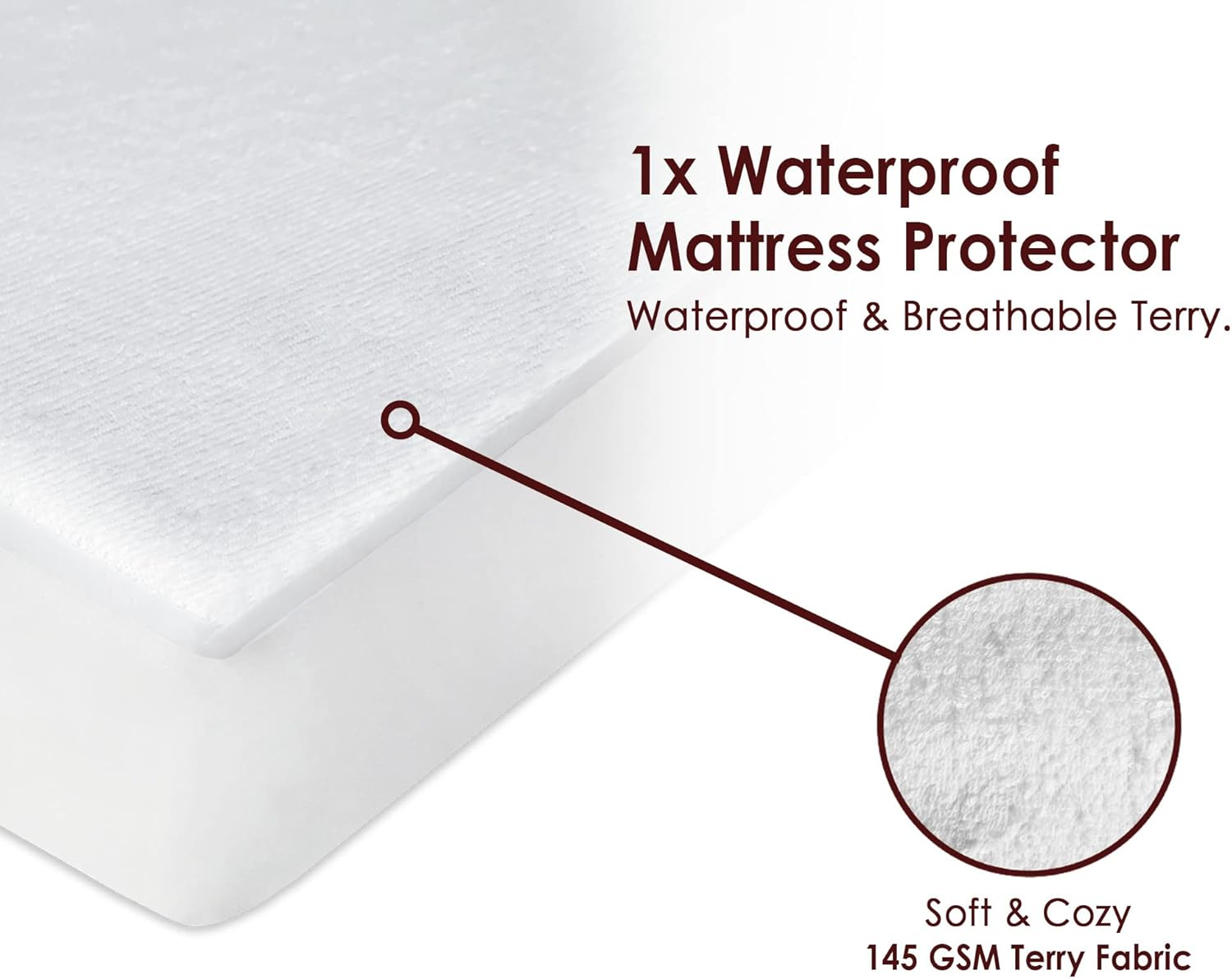 Next to Me Crib 100% Waterproof Mattress Protector | Non-Noisy & Non-Allergenic Fitted Sheet | Soft and Super Absorbent, 145 GSM Terry Towelling Fabric (White, 83-85 X 50-51 Cm) image number 2