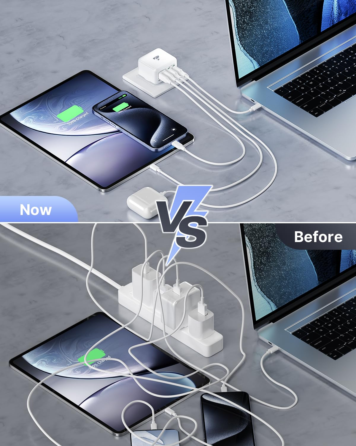 Aioneus USB C Charger, 40W USB C Plug 4-Port USB Charger Plug with Dual PD Type C and QC3.0 USB-A Fast Charging Port Multi Wall Charger Power Adapter AU Plug for Iphone 15, Ipad, Samsung, Lapto image number 1