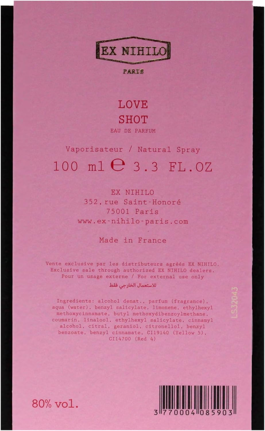 Love Shot by Ex Nihilo for Unisex - 3.3 Oz EDP Spray image number 4