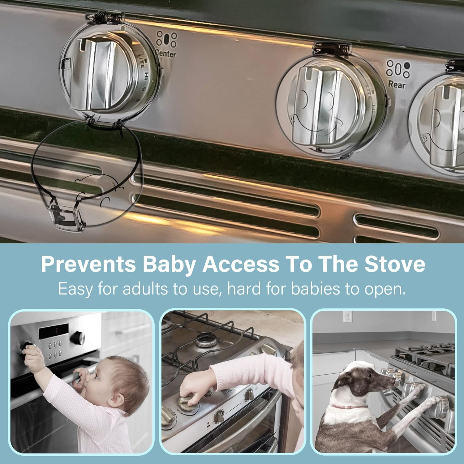 Heart of Tafiti Stove Knob Covers for Child Safety, Gas Stove Knob Covers Large,Transparent Design, 5 Pack, Kitchen Safety Guards for Kids, Baby, Toddler, Clear Oven and Gas Knob Cover image number 3