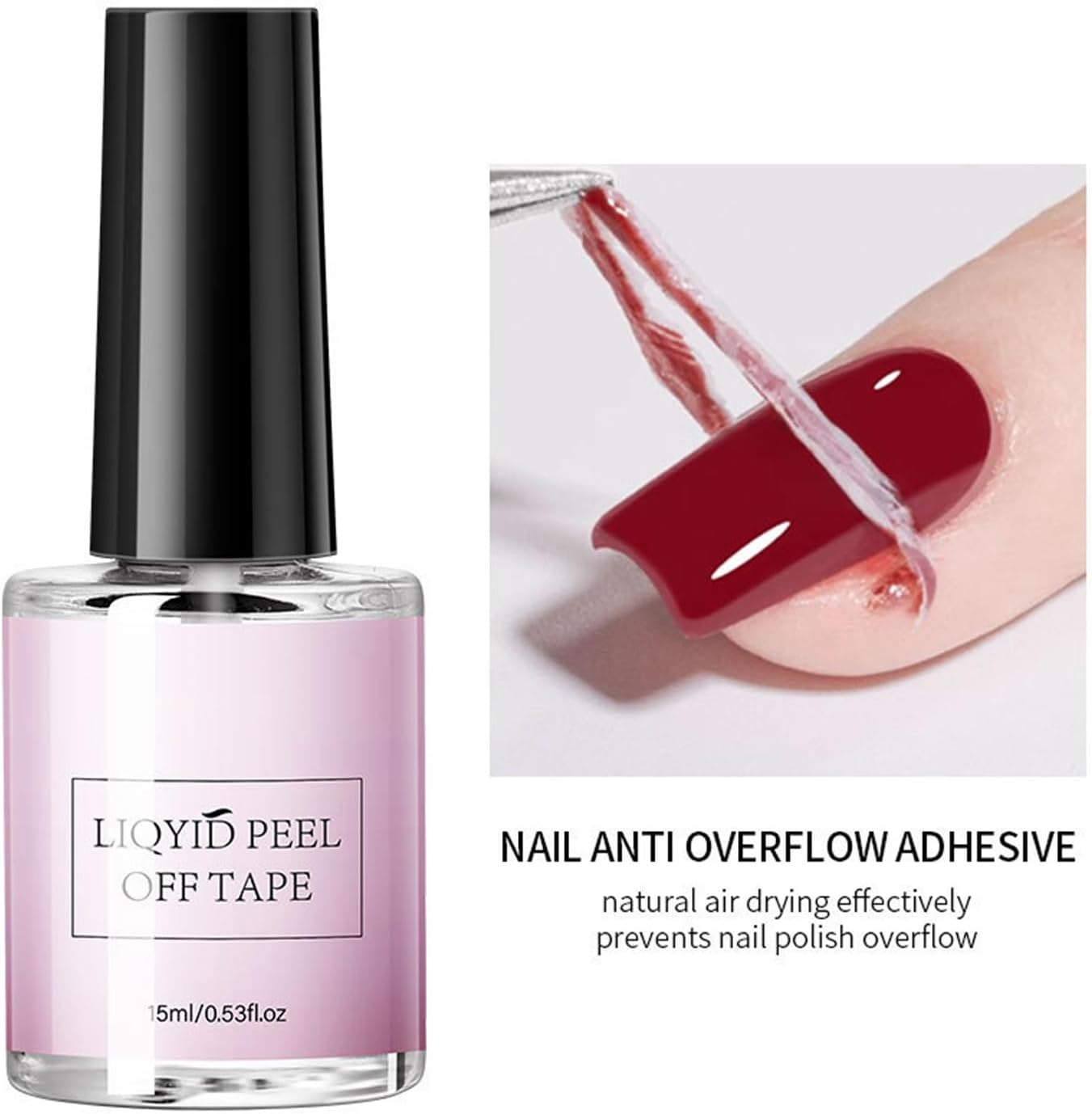 Peel off Gel Base Coat,Peel off Base Coat Nail Polish - Glue Manicure 15Ml Dry Fast for Beauty Personal Daily Home Wedding Carnival image number 2