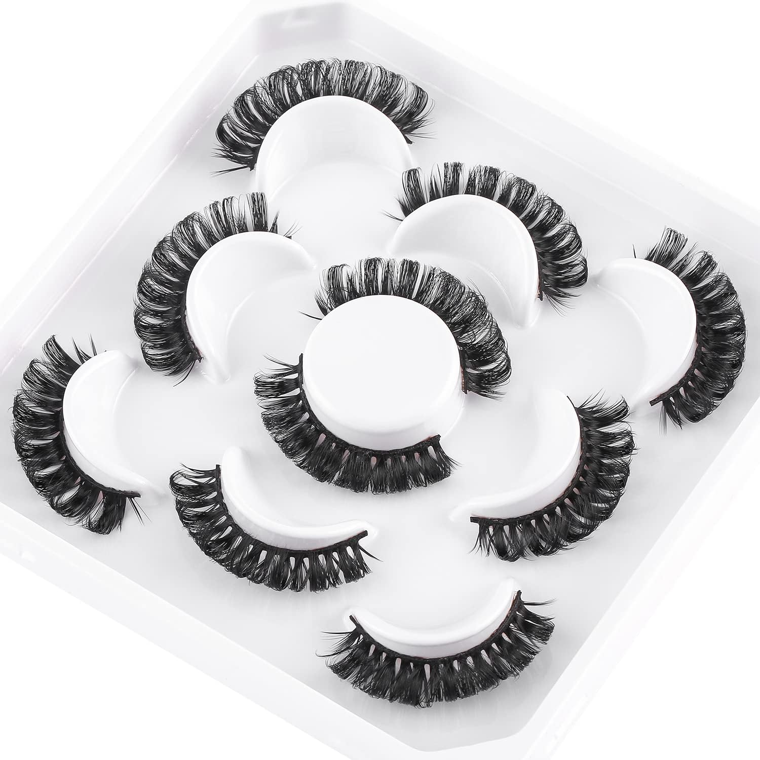 False Eyelashes D Curly Russian Strip Lashes Natural Wispy Fluffy Eye Lashes 5 Pairs Fake Eyelashes (HLJX187E) image number 4