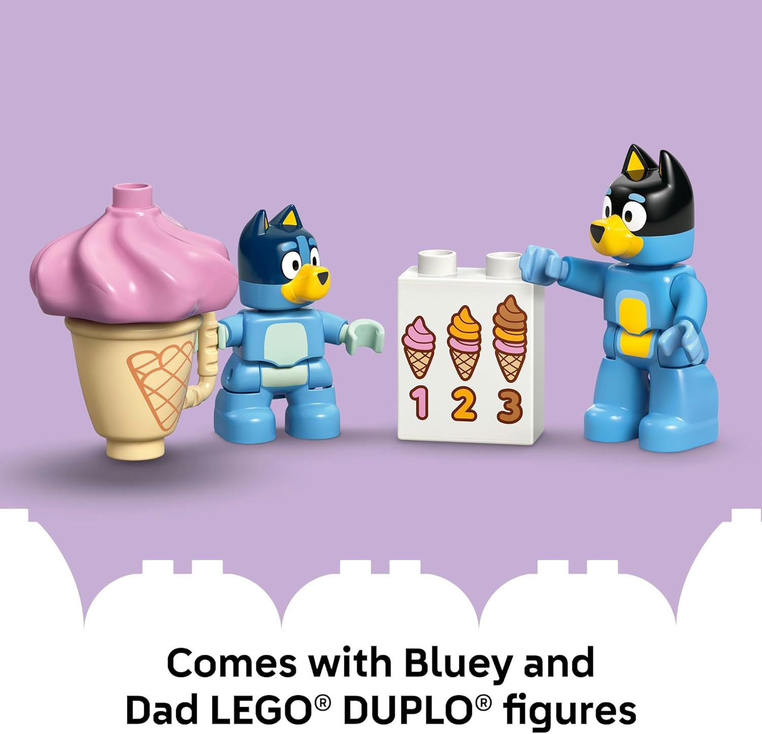 LEGO&reg; DUPLO&reg; Bluey Ice Cream Trip with Bluey 10458 Toddler Toy Includes a Drivable Car and 2 Figures, Vehicle Playset Sparks Imaginative Play and Family Fun, Toy for Preschoolers Aged 2 Plus image number 4