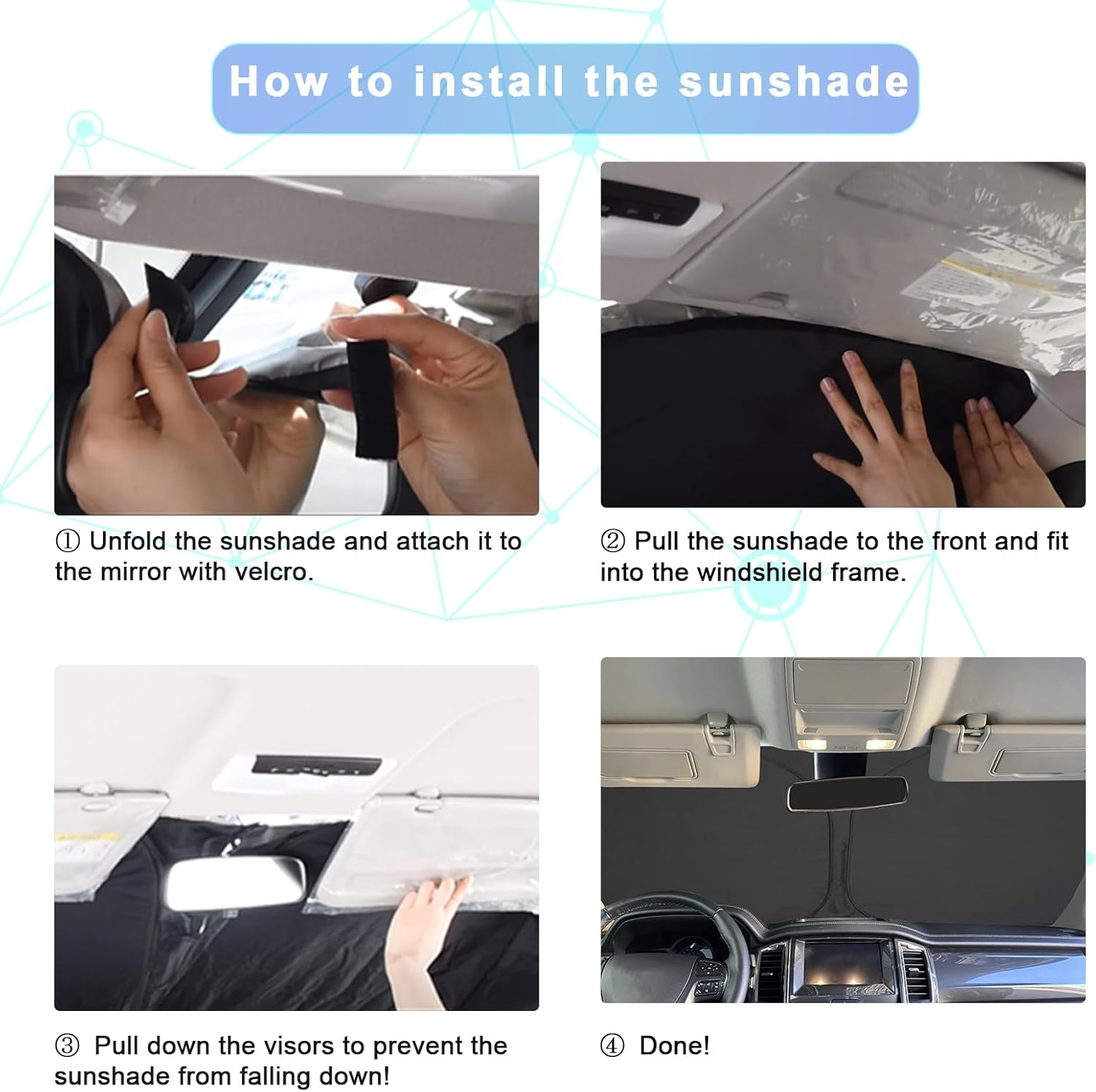 SXCY for 2021-2024 2025 Polestar 2 Windshield Sunshade for 2025 Polestar 2 Single Motor/Dual Motor Accessories 2024 2025 Polestar 2 Sun Shade Foldable Sun Shield 2024 Polestar 2 Sun Protector Shade image number 4