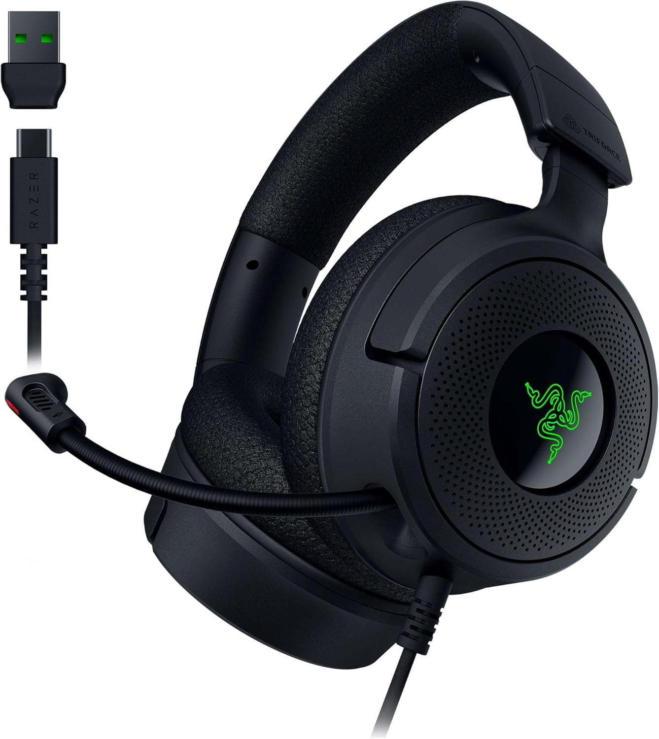Razer Kraken V4 X Wired Gaming Headset: 40 Mm Drivers - Cardioid Mic - Memory Foam Cushions - Chroma RGB Lighting - Type C & Type a Cable - for PC, Mac, PS5, Nintendo Switch, Steam Deck, Smartphone image number 3