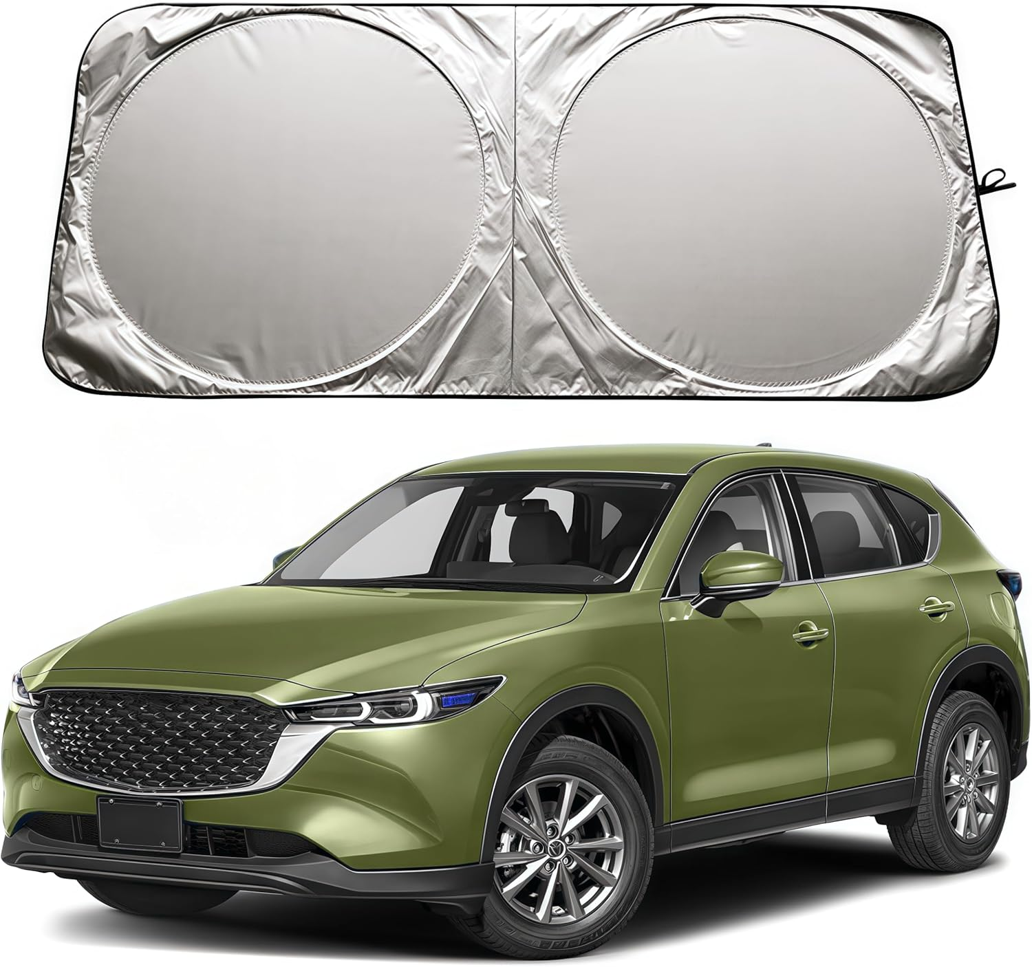 Foldable Car Windshield Sun Shade, 150X72Cm, UV Protection, Reflective Silver image number 3