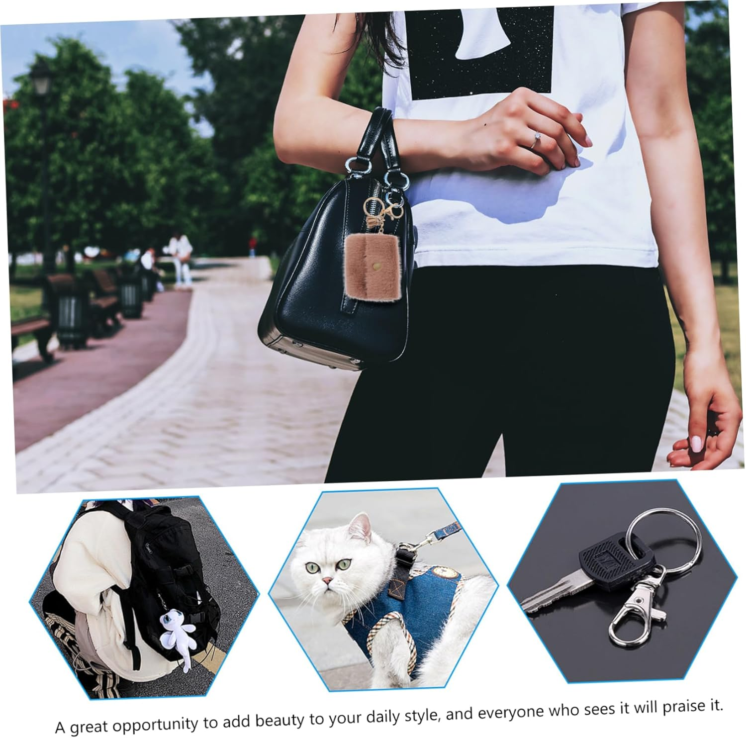 2Pcs Keychain Ring Pendants Car Key Ring Decors Simple Coin Purse Keychain Bag Key Holder for Women Men