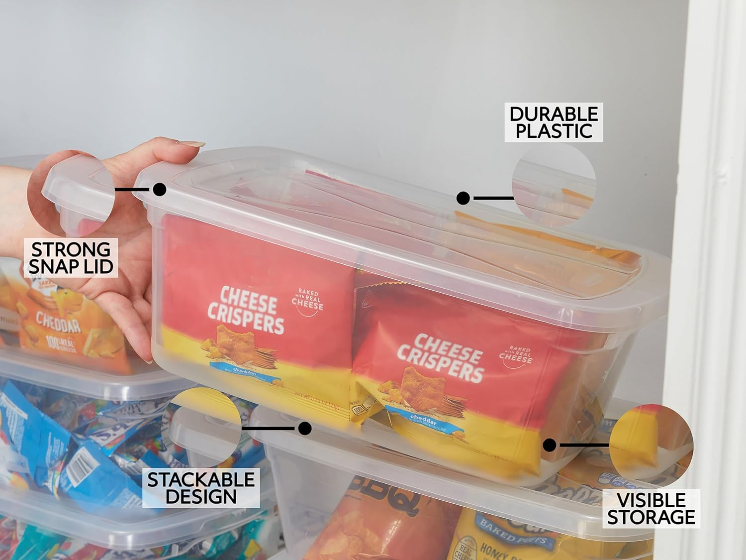 Rubbermaid RMCC60003 Cleverstore Clear Stackable Plastic Storage Containers with Durable Latching Lids, 6 Quart-12 Pack, 12 Count image number 2