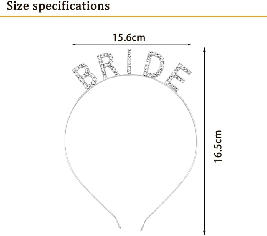 Silver Rhinestone Bride Headband Bachelorette Party Accessories for Bride to Be Gifts to Her Bridal Shower Gifts for Brides Headpiece for Wedding Hair Band to Brides image number 6