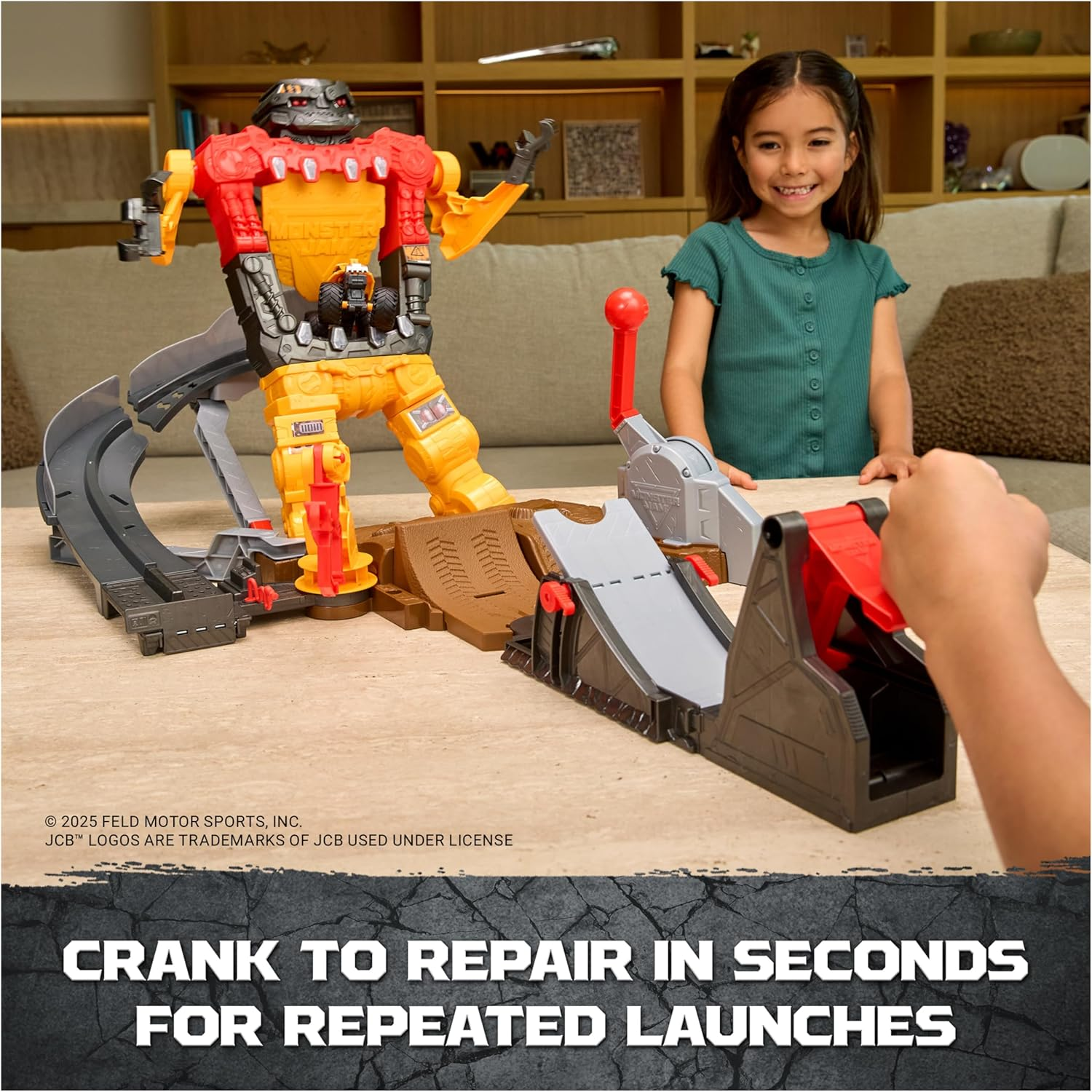 Monster Jam Smash & Bash Smashbot Playset with Launcher, Exclusive 1:64 Scale Monster Truck, 15-Inch Repairable Robot, Kids Toys for Boy and Girls Age 3 and Up image number 4