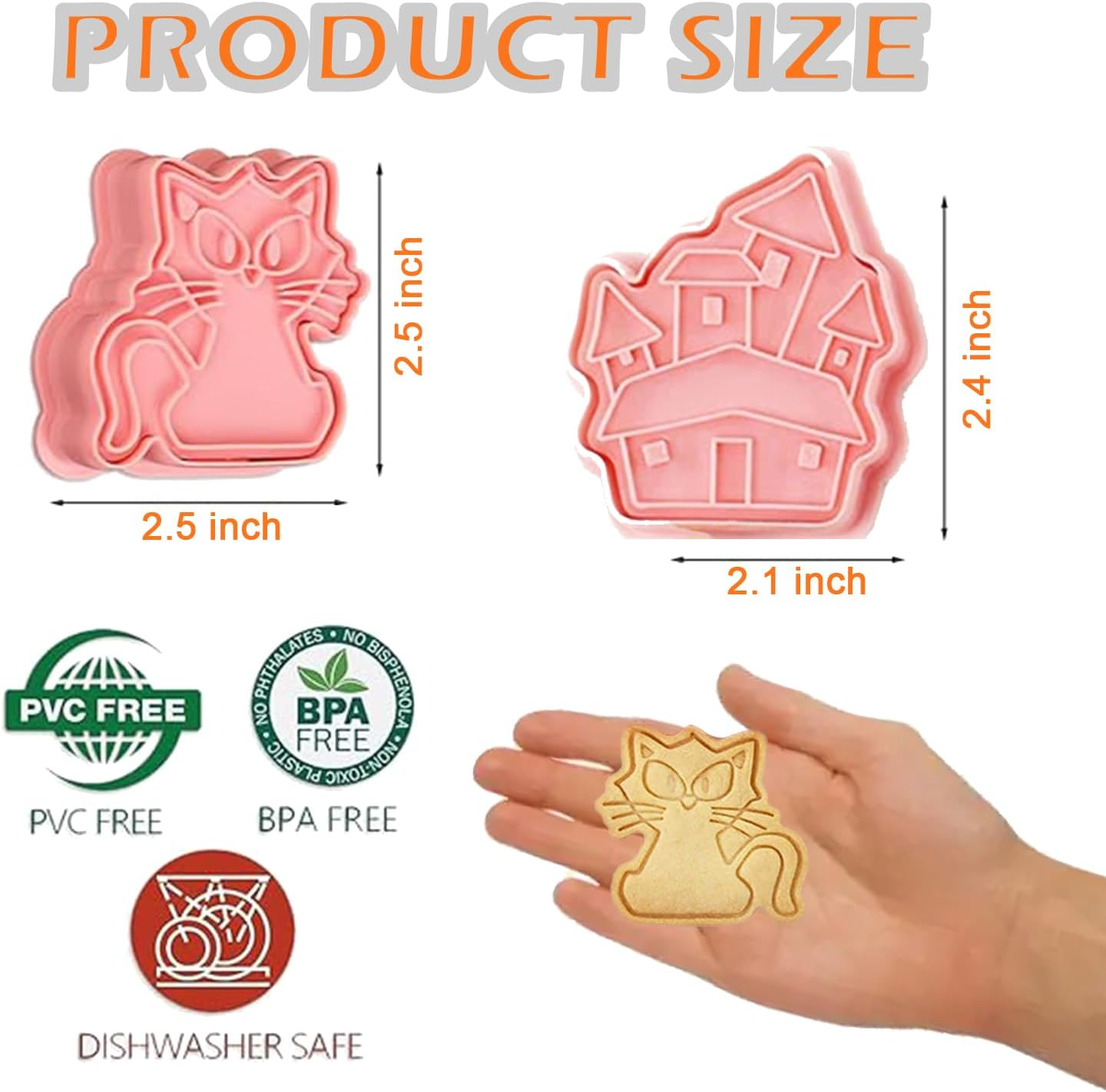 LEISWAYON 8 Pcs Mini Halloween Cookie Cutters, 3D Ghost Raised Design Cookie Stamps, Cookie Cutter Set Suitable for Frosting Decoration, Day of the Dead Decorations (A) image number 3