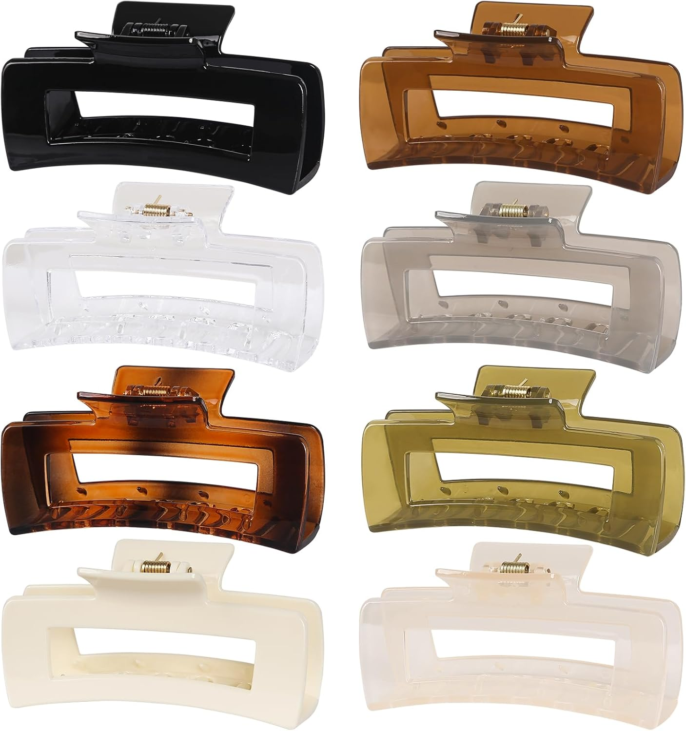 Vigorpace 8 Pcs Large Hair Claw Clips 4.1" Non-Slip Big Square Matte Hair Claw Clips for Women Girls, Strong Hold Banana Clips for Thick Thin Hair