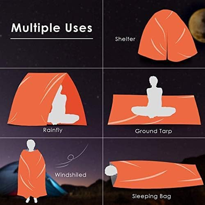 Emergency Sleeping Bag, Lightweight Survival Sleeping Bags Waterproof Thermal Emergency Blanket, Bivy Sack Survival Gear for Outdoor Adventure, Camping, Hiking (213 X 155 Cm) image number 6