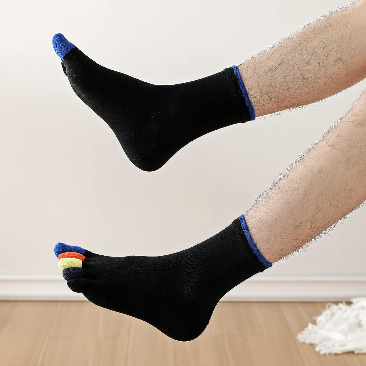 Mens Toe Socks Crew Running Five Finger Socks Cotton