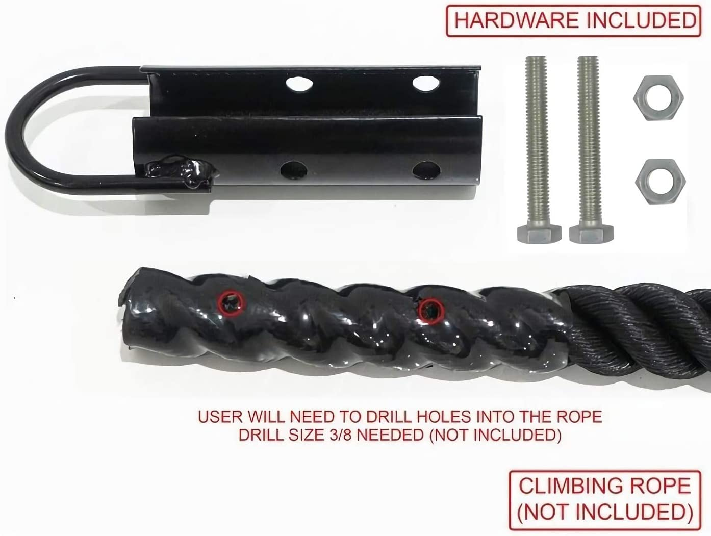 Climbing Rope Clamp, 1.5&rdquo; Rope Attachment Hook Accessories, Rope Clasp for Rope Climb, Climbing Training Garage Home Gym Workout Fitness Strength Training image number 6