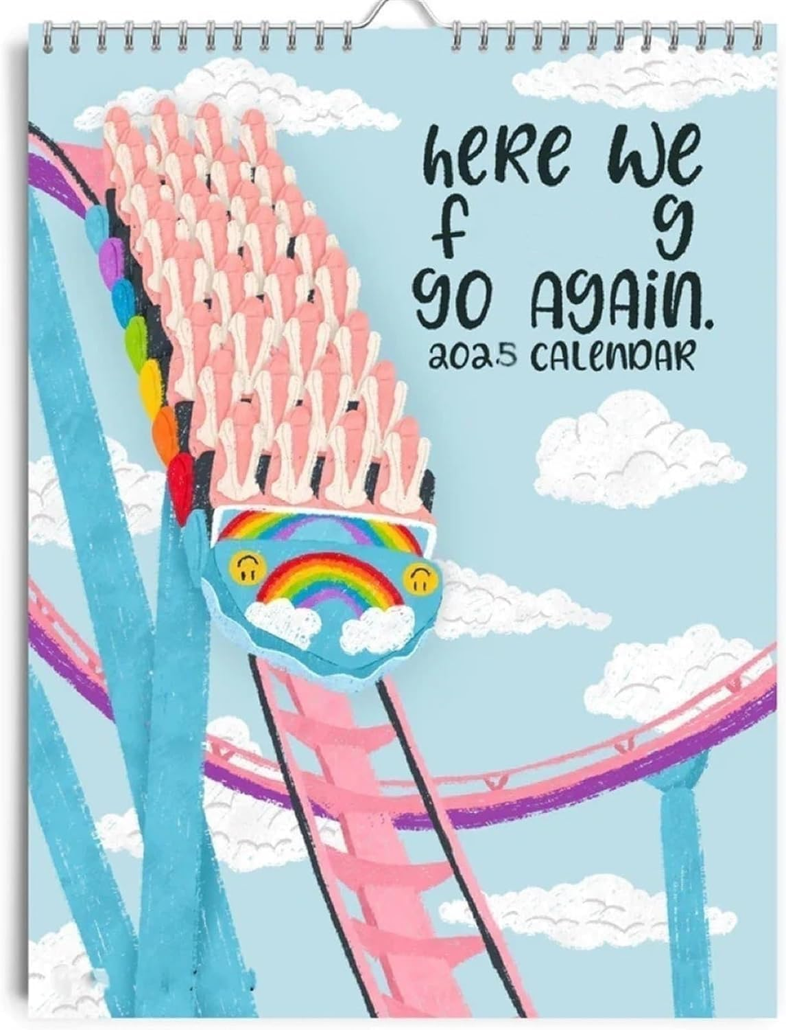 FOTN Here We Go Again 2025 Calendar, Calendar 2025 Planner, Fun Hanging Month Hanging Calendar, Match Your Witty Personality, Novelty Planning Wall Calendar Note Pads for Home Office, White image number 2