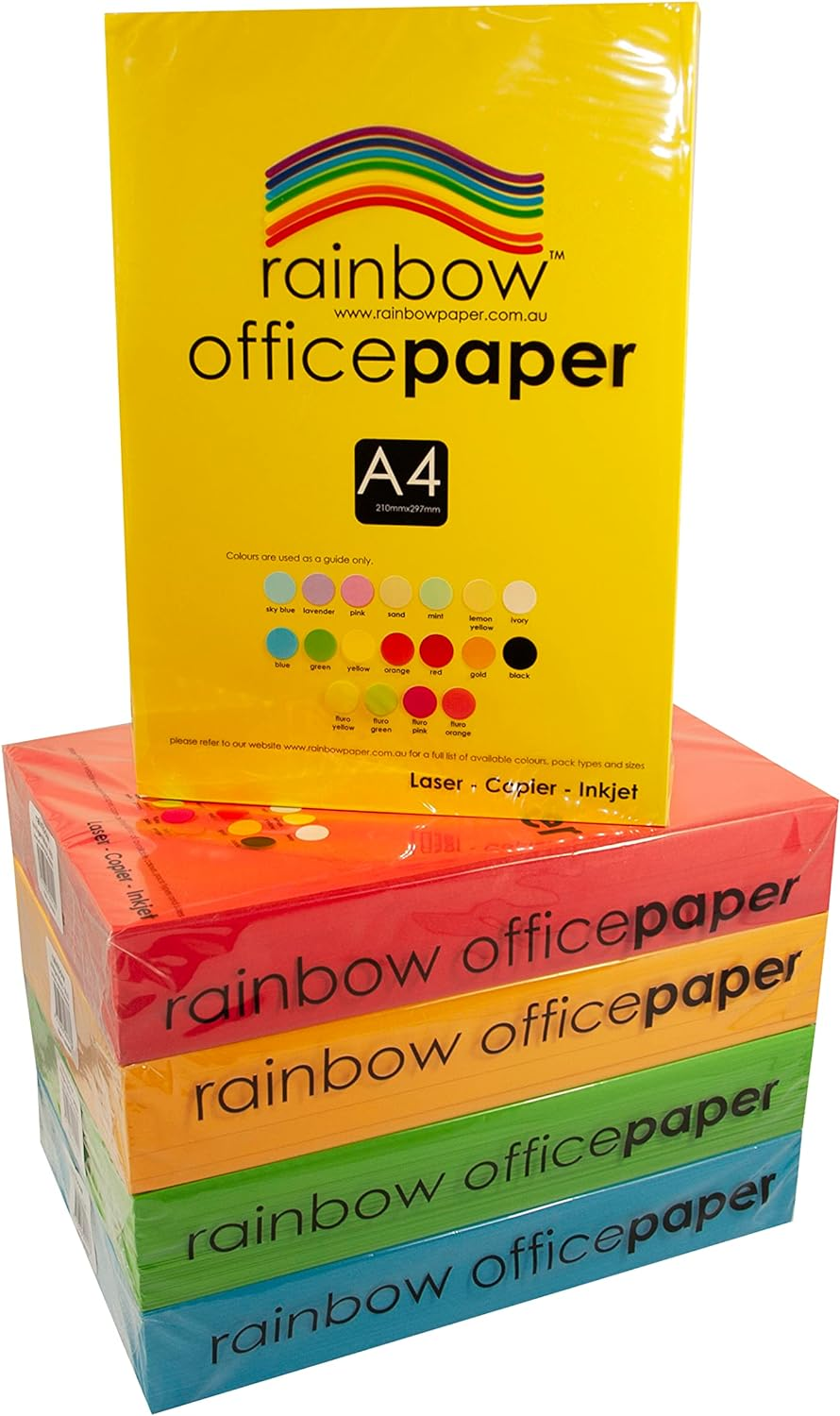Rainbow A4 80Gsm Office Paper 500 Sheets, Red