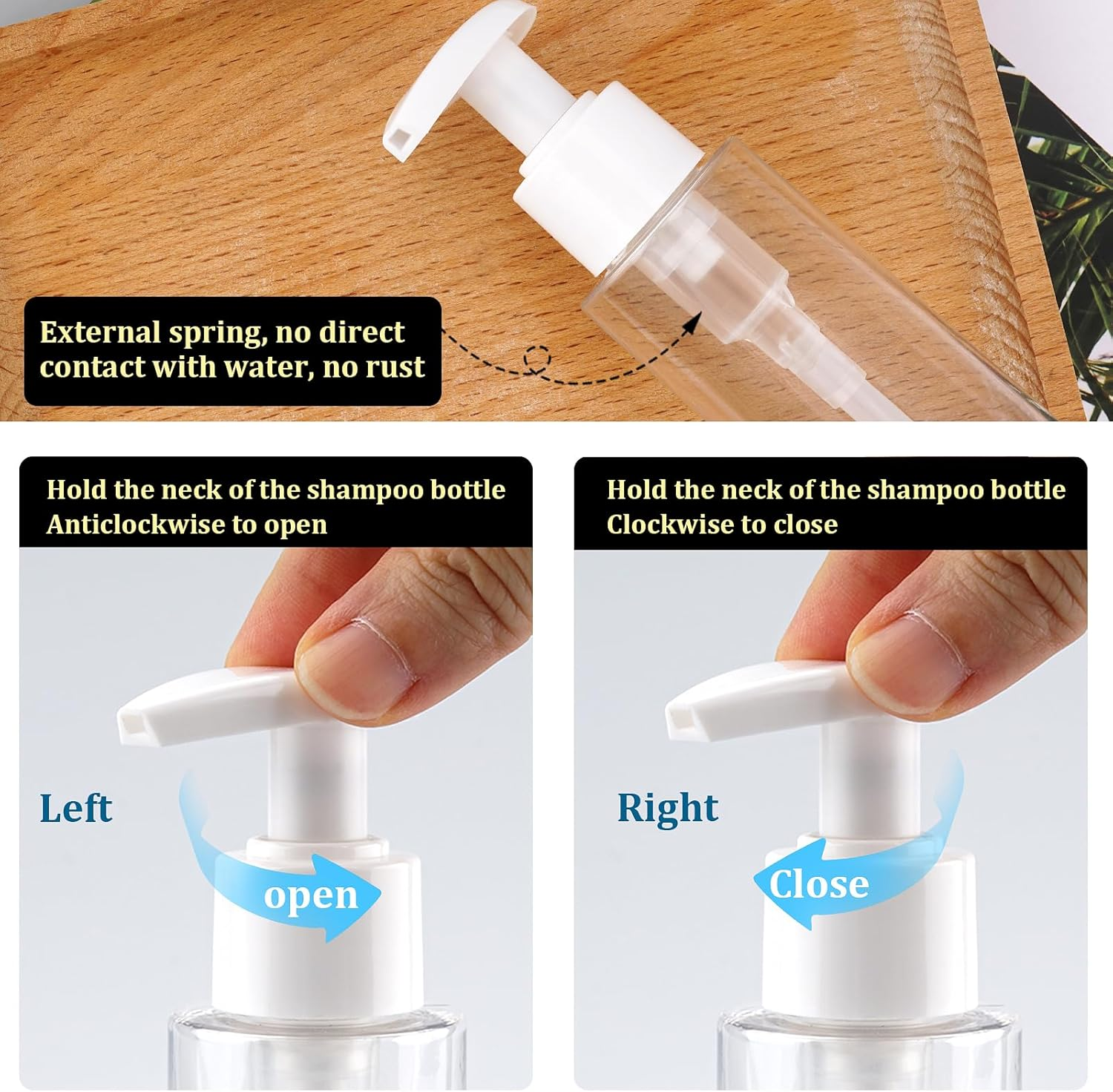 Travel Bottles Plastic Pump Bottle Dispenser TSA Approved 3.4Oz/100Ml 4 Pack Travel Refillable Shampoo and Conditioner Bottles Empty Travel Size Bottles for Cosmetic, Lotion, Liquid Soap (Mixcolor) image number 4