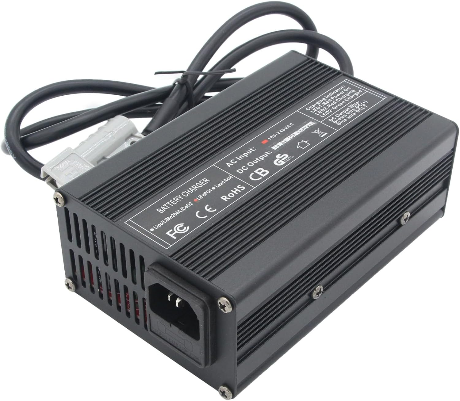 DIGISHUO 14.6V 10A Lifepo4 Battery Charger with Anders Plug, 14.6V Lifepo4 Charger Multi-Stage Intelligent Maintainer for 12V Lithium Iron Phosphate Batteries image number 3