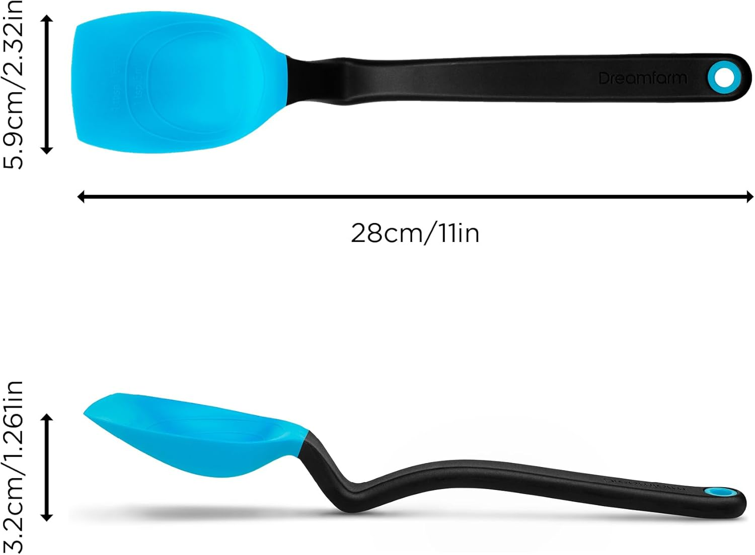 Dreamfarm Supoon Non-Stick Sit-Up Silicone Scraping, Serving, Cooking Spoon Measures 5Ml Tsp & 15Ml Tbsp - 11" Dreamfarm Blue - Dreamfarm Blue image number 5