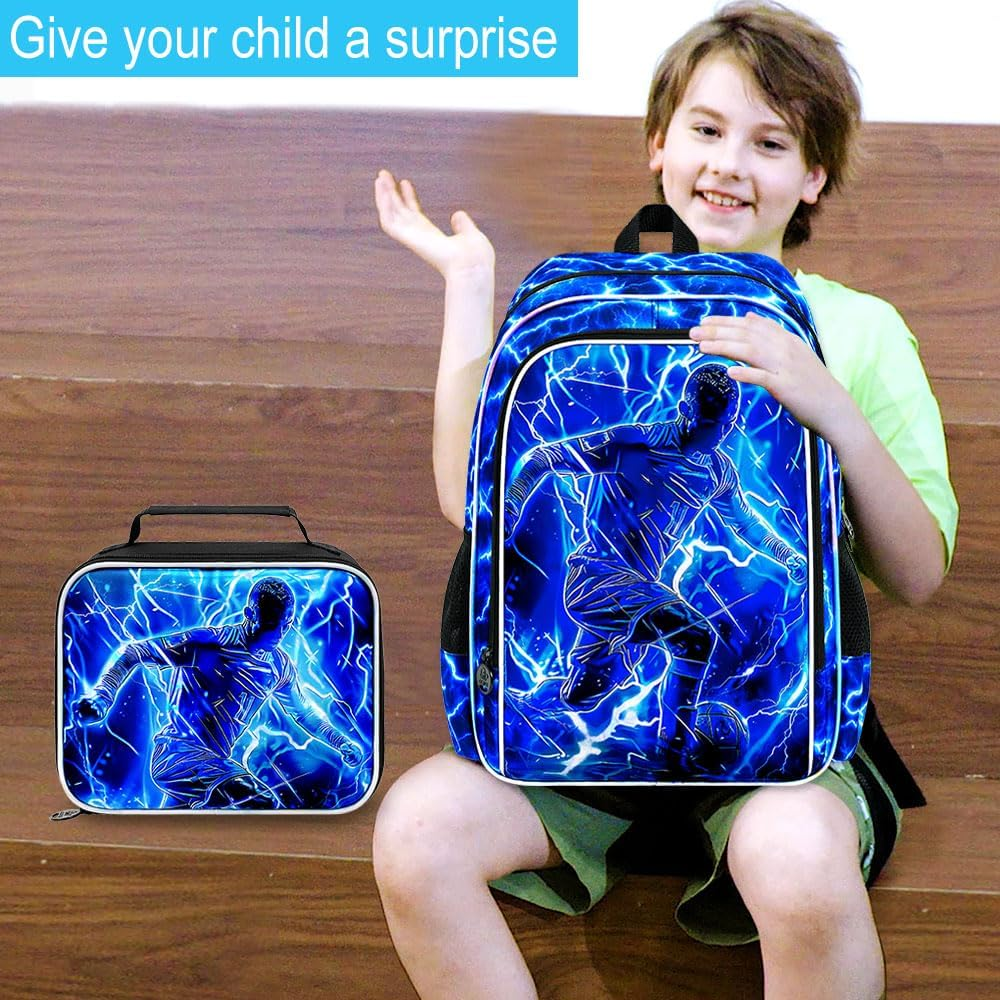 'ZLYERT 16'' Boy Backpack, 3Pcs Dinosaur Gamer Car Bookbag for Elementary Preschool Toddler, Kids Backpacks with Lunch Box' - Dinosaur Blue 01 image number 6