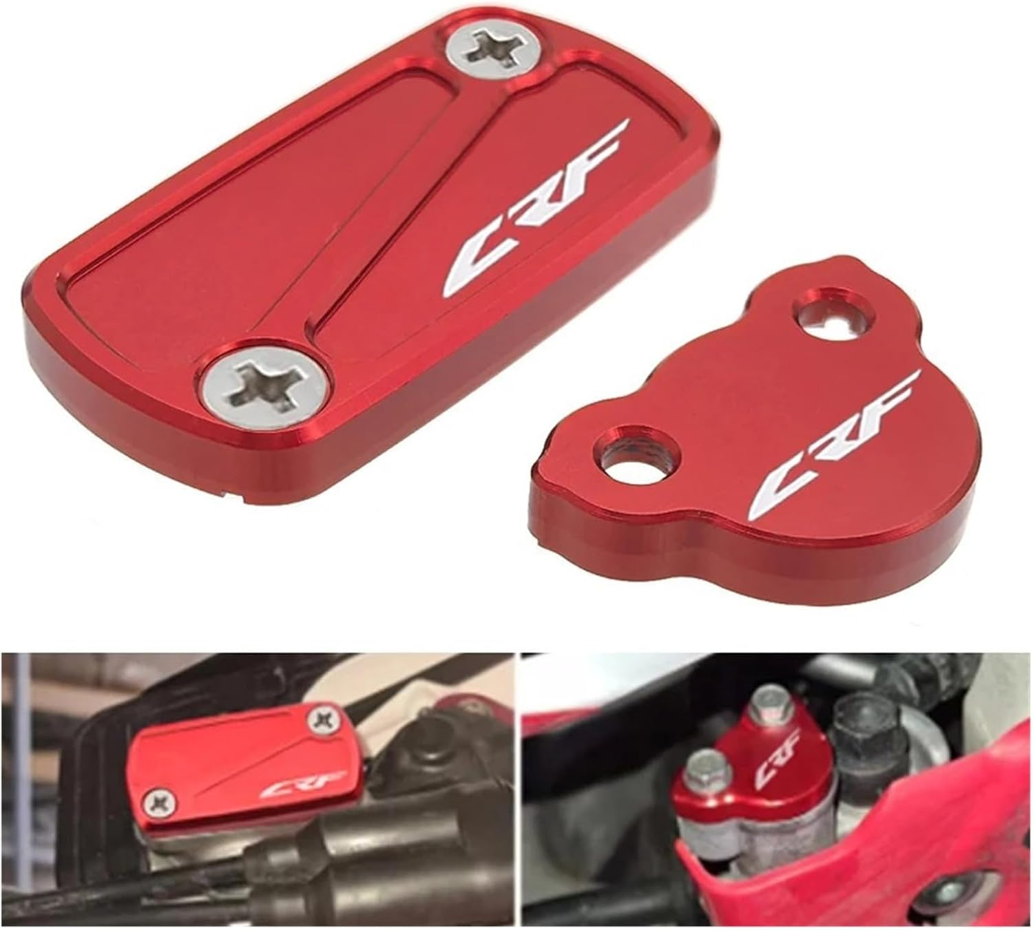 DWESWQQ Fit for H0NDA CRF450R CRF250R CRF150R CRF250X CRF450X CRF 250 450 RX 450L Motorcycle CNC Cap Front Rear Brake Fluid Reservoir Cover(Red) image number 5