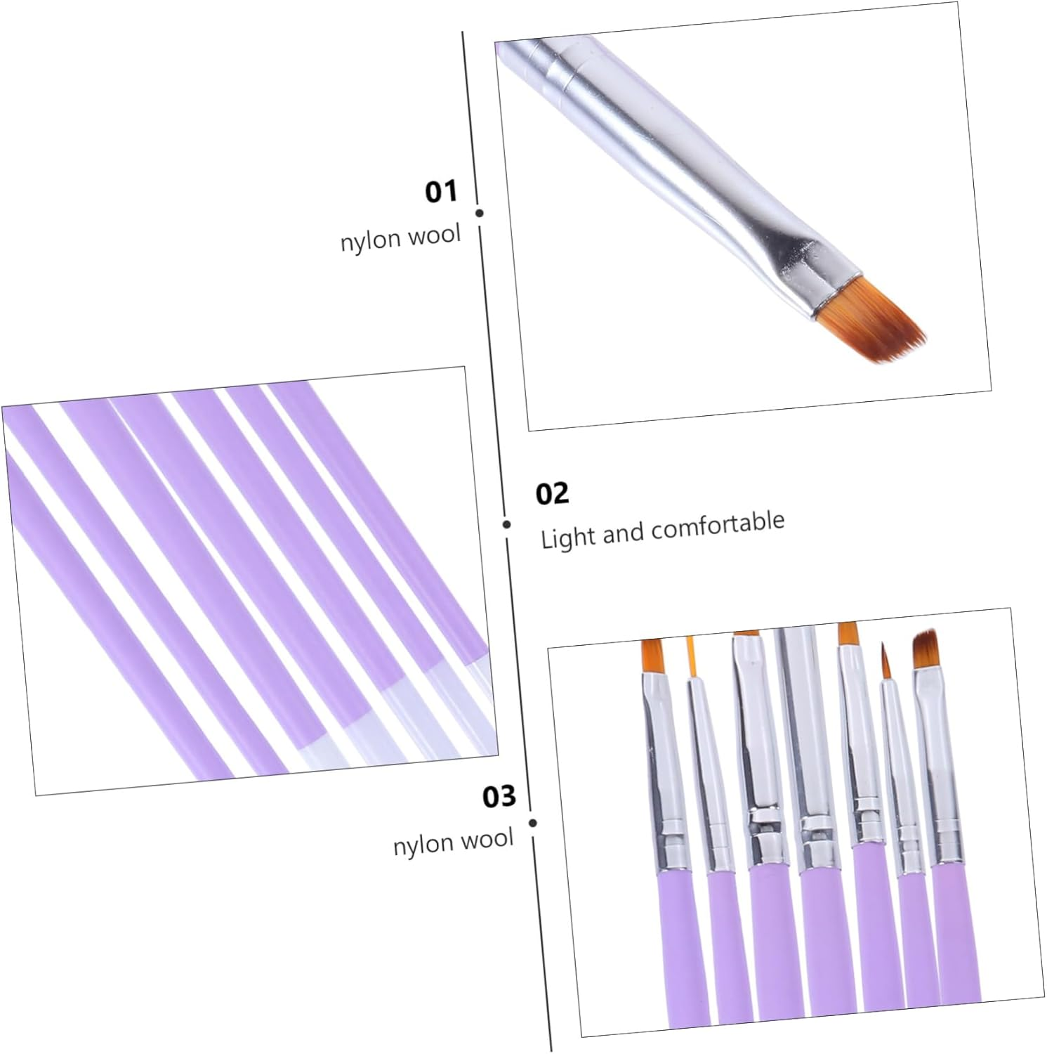 LOORGVEL 7Pcs Nail Art Brush Tool up Brush Line Drawing Pen for Nail Art Manicure image number 3