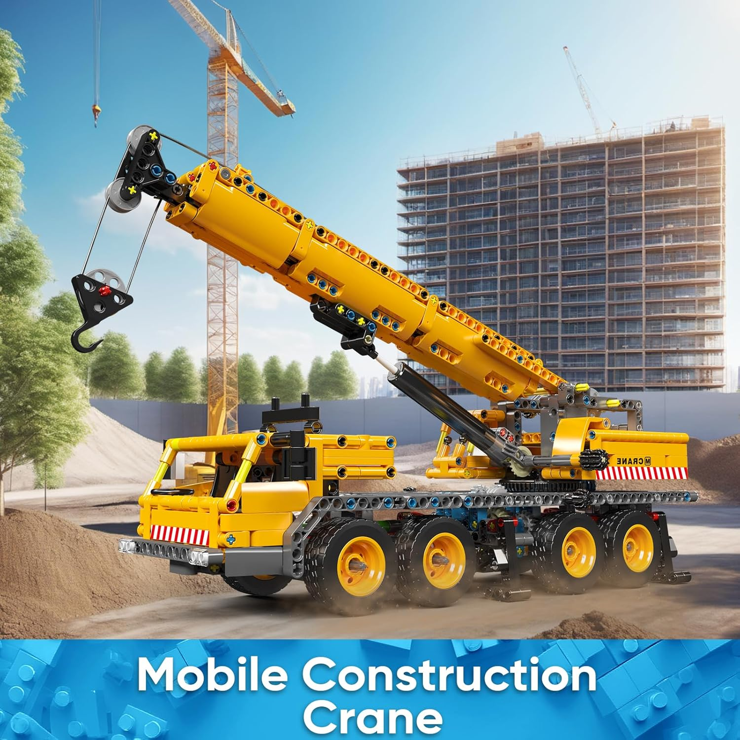 Mould King 17058 Technik Crane Building Blocks Kit, 997 Pieces Crane Truck Constration Model, DIY Toy Collectibles/Exhibition/Gift Car for Adult/Kids image number 2