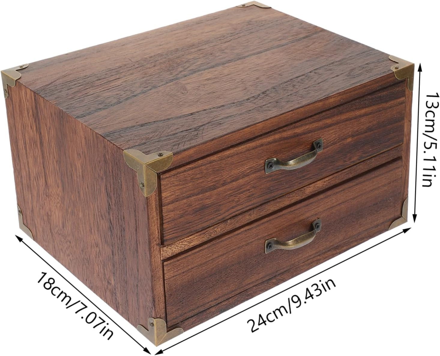 Wooden Drawer Storage Cabinet Two Drawers Desktop Organizer for Stationery Makeup Bedroom Storage Tabletop Style Holder image number 1