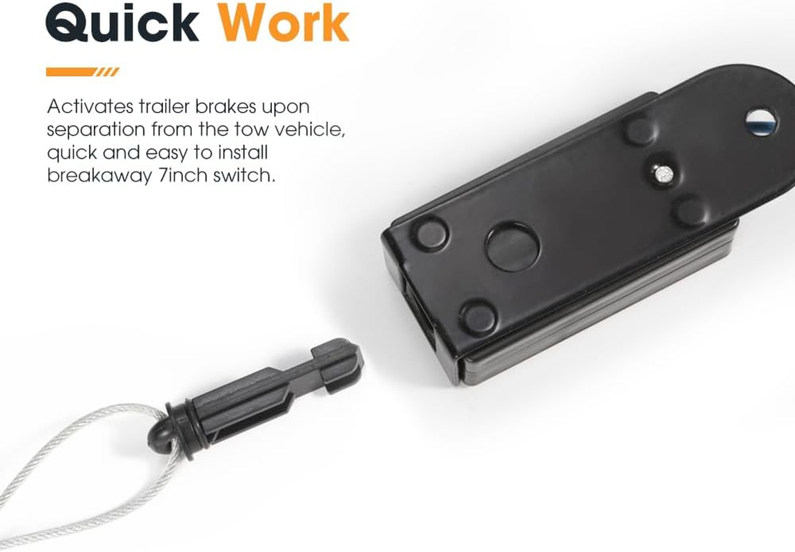 SAN HIMA Trailer Brakes Breakaway Kit with Charger LED Indicator Switch, Break Away Controller System Built-In 12V 5Ah Battery for Trailer Caravan