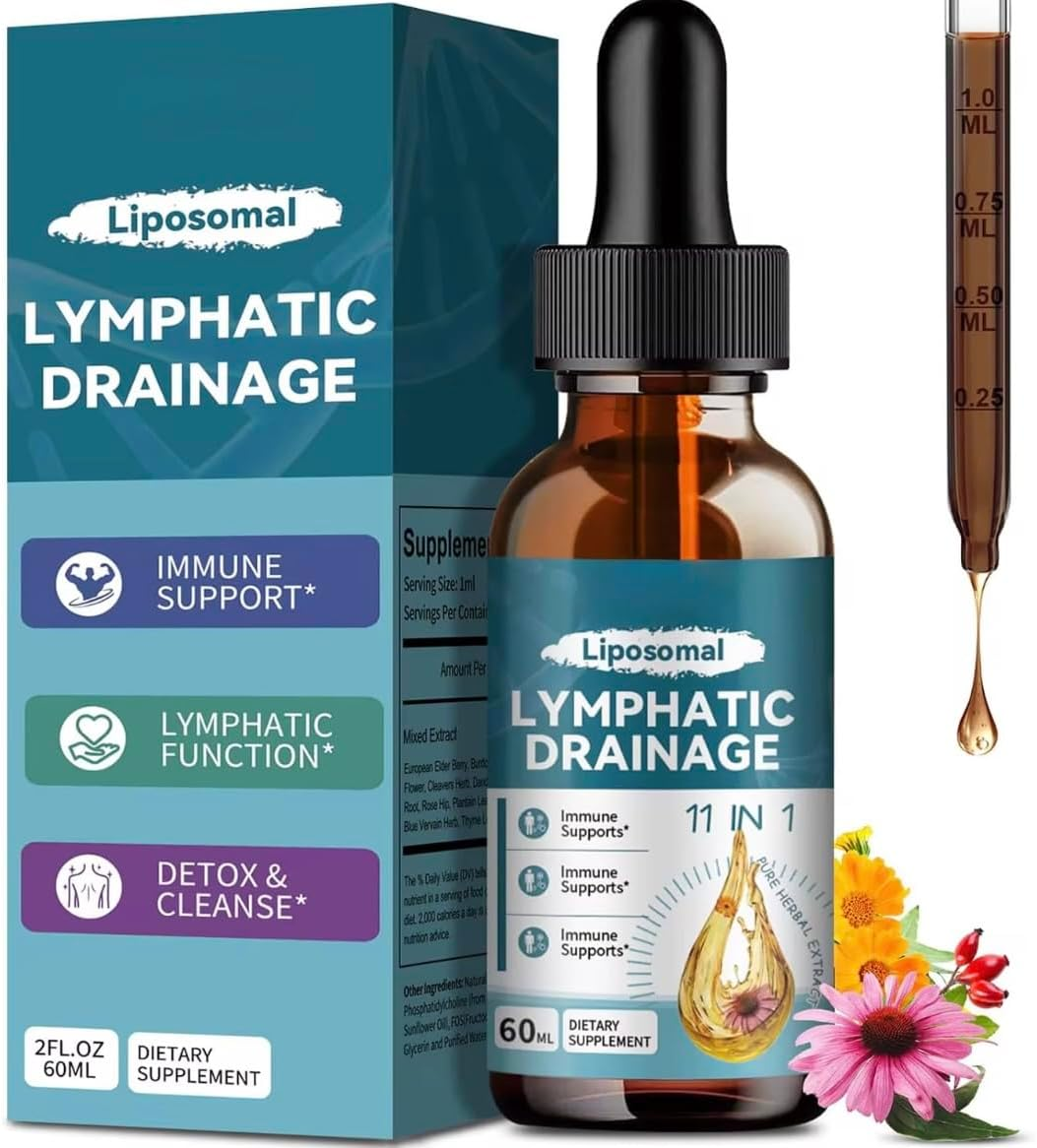 Lymphatic Drainage 11-In-1 Drops Herbal Blend with Elderberry, Burdock Root, Dandelion, Echinacea, Calendula & Cleavers, Raspberry Flavour Liquid Drops with Dropper, 60 Ml (2 Fl Oz) image number 5
