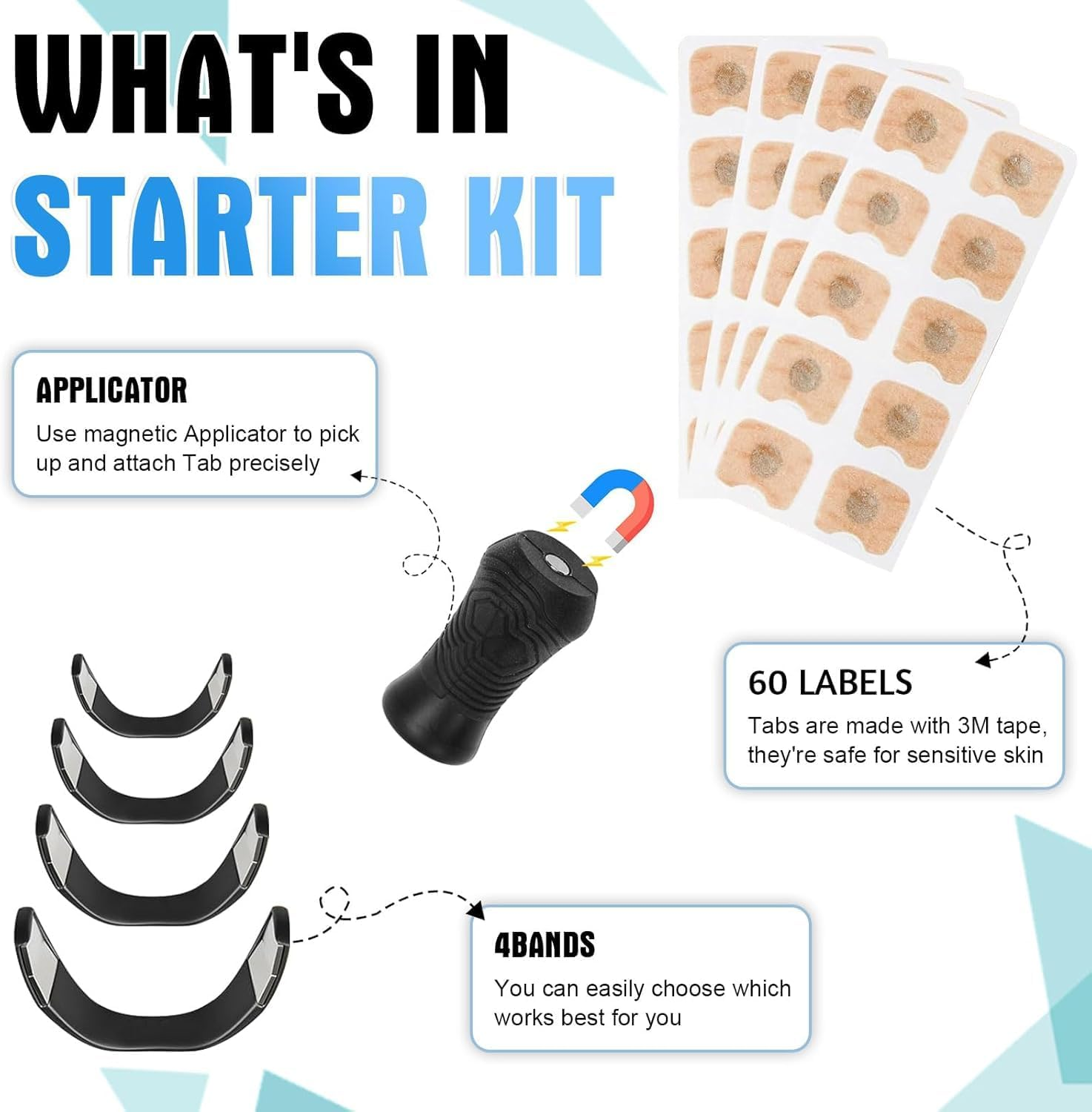 Peratol Magnetic Breathing Nasal Strip (60 Pcs) - Skin Safe, Reduce Snoring, Improve Sleep Quality -Anti-Snoring Equipment for Home, Travel, Helps Long-Lasting Stop Snoring