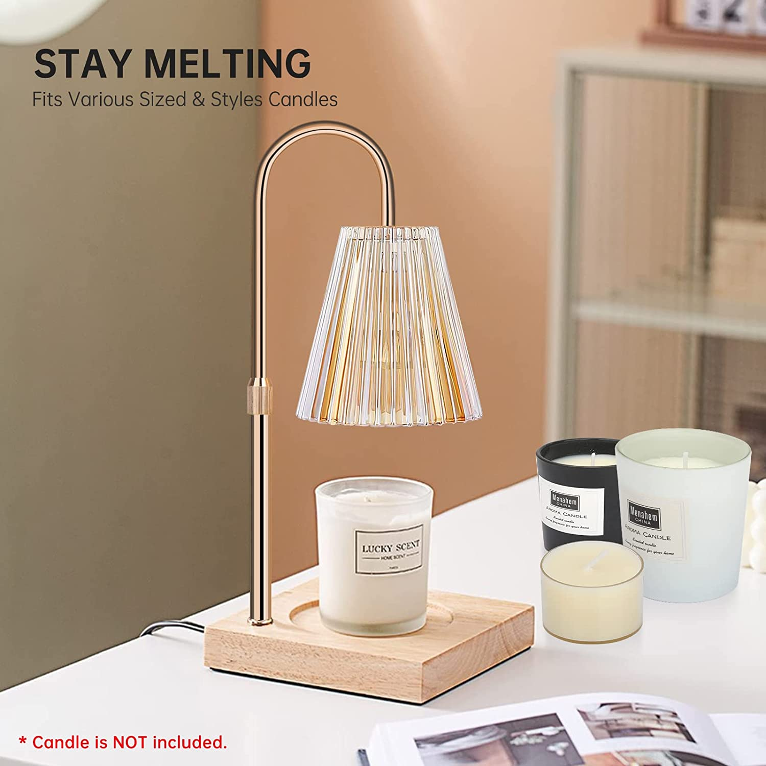 Mothers Day Gift Ideas, Kinsdan Candle Warmer Lamp,Dimmable Candle Lamp for Scented Jar & Votive Candles,Height Adjustable Electric Candle Warmer with 2 Bulbs, for Home Decor Housewarming Yoga Zen