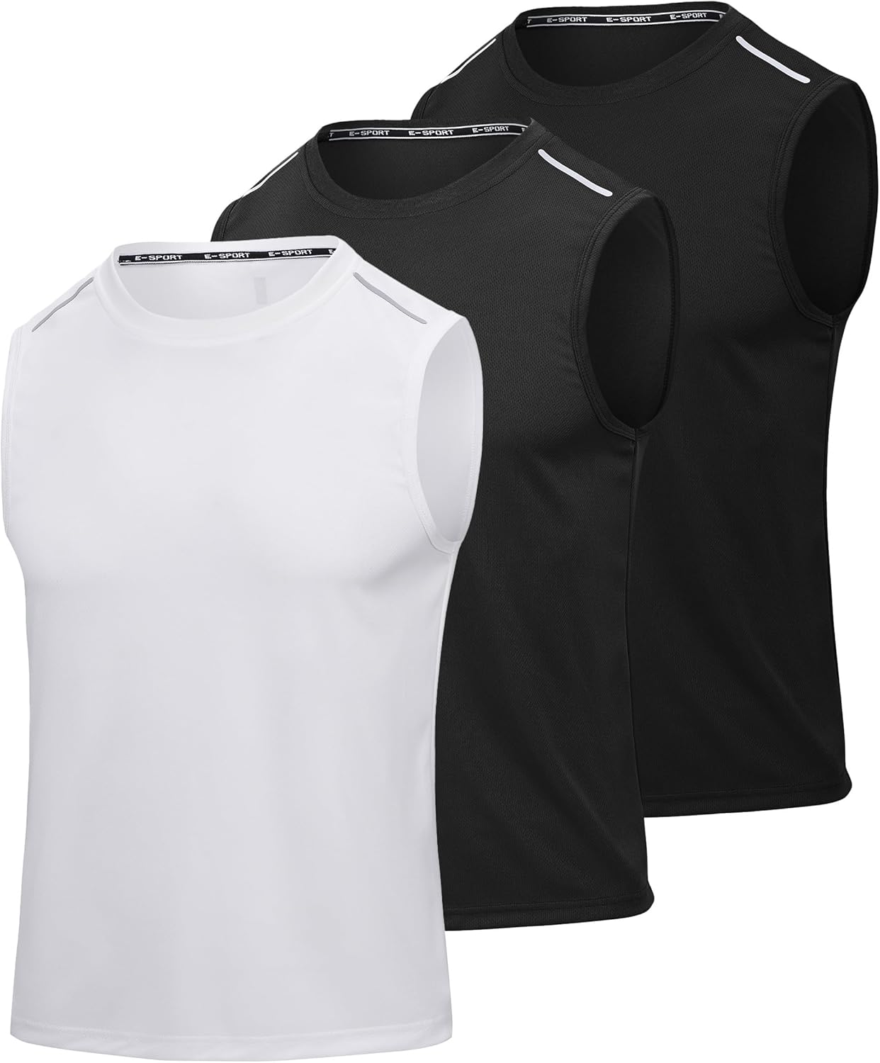 Mens Sport Tank Tops 3 Pack Dry Fit Polyester Gym Workout T Shirts Sleeveless Men Tennis Basketball Shirts