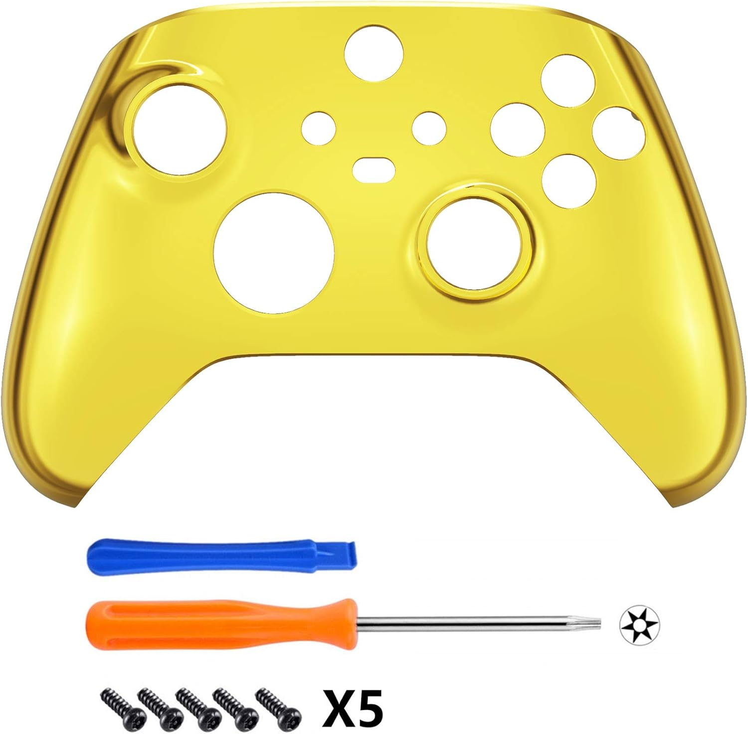 Extremerate Replacement Front Housing Shell for Xbox Series X Controller, Chrome Gold Custom Cover Faceplate for Xbox Series S Controller - Controller NOT Included image number 1