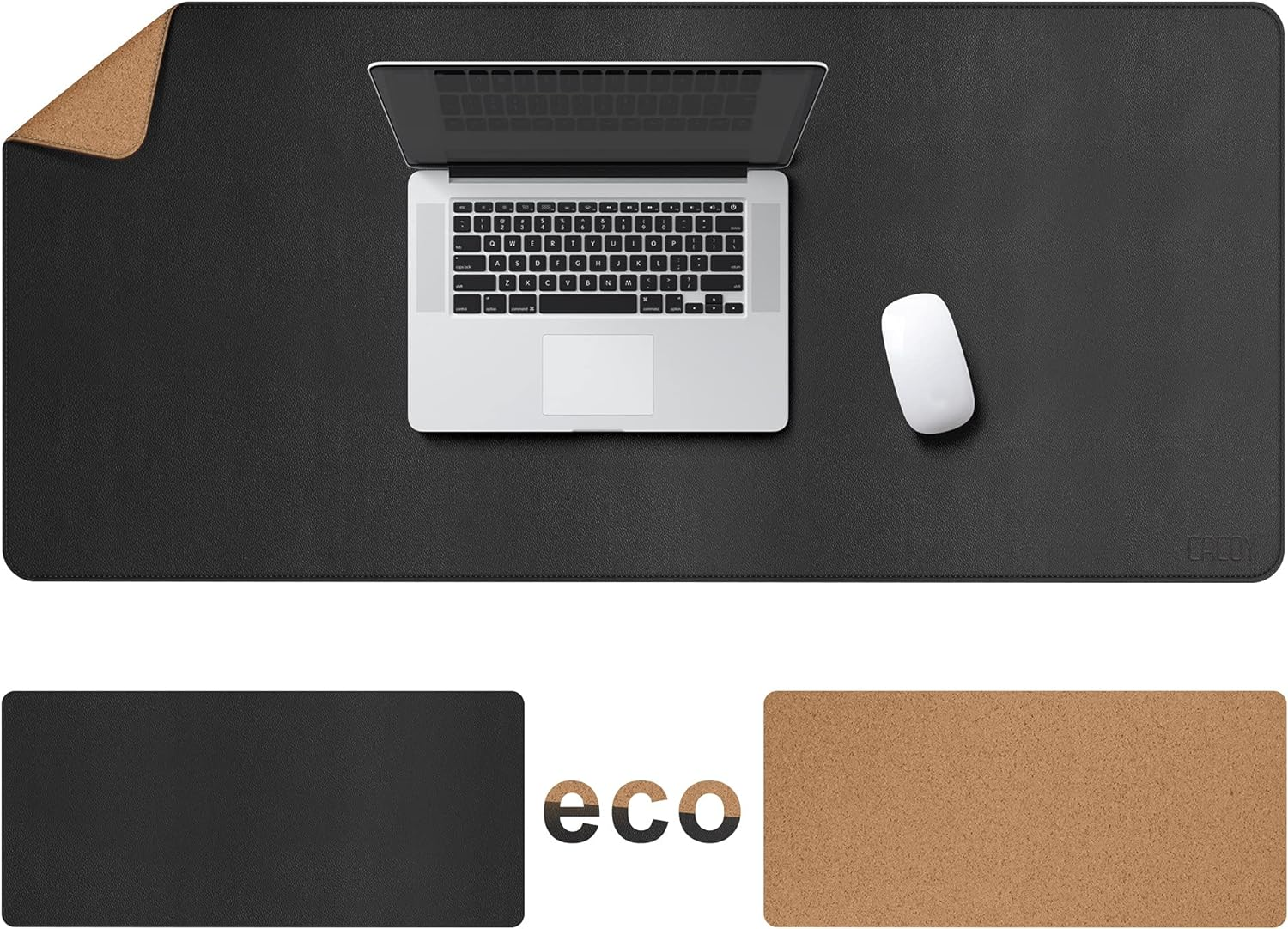 Cacoy Leather Desk Pad, 90X50Cm Waterproof Desk Mats on Top of Desks, Large Gaming Keyboard Mouse Pad, Black