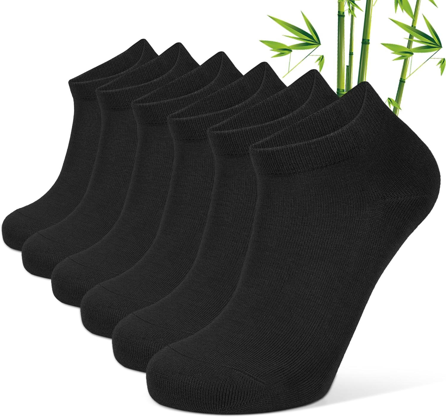 CLOSEMATE 6 Pairs Men Short Socks Bamboo Viscose Ankle Low Cut Breathable Non Slip Casual