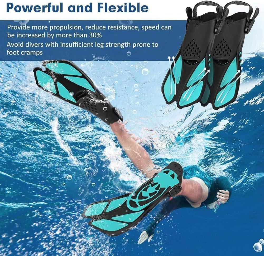 Snorkel Fins, Full Foot Pocket Swim Fins for Snorkeling, Diving image number 1