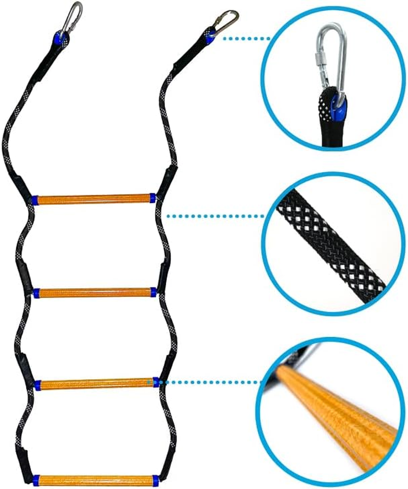 Mvbouresu Boat Rope Ladder, Heavy Duty Climbing Rope 400Lbs Strength, 14Mm Reinforced Polyester Line, Rigid Resin Step Design, Outdoor Ladder for Inflatable Boat, Kayak, Motorboat, Canoeing (4 Step) image number 1