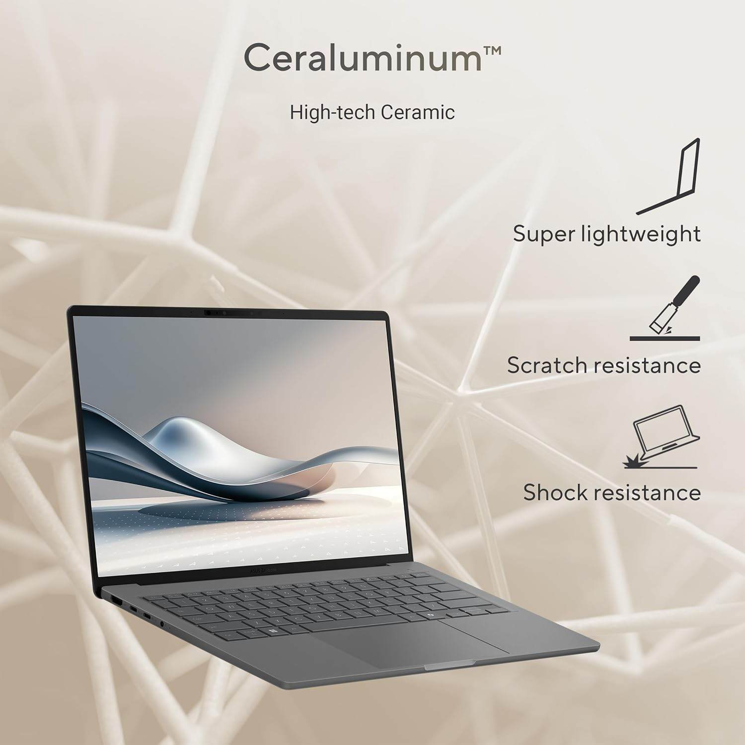 ASUS Zenbook A14 Lifestyle Laptop. 14" OLED Display. Snapdragon X plus X1P 42 100 Processor (Up to 3.2Ghz) Qualcomm Hexagon NPU up to 45TOPS. LPDDR5X 16GB RAM. 512GB Pcie 4.0 SSD. Wi-Fi 6E. W 11 Home image number 3
