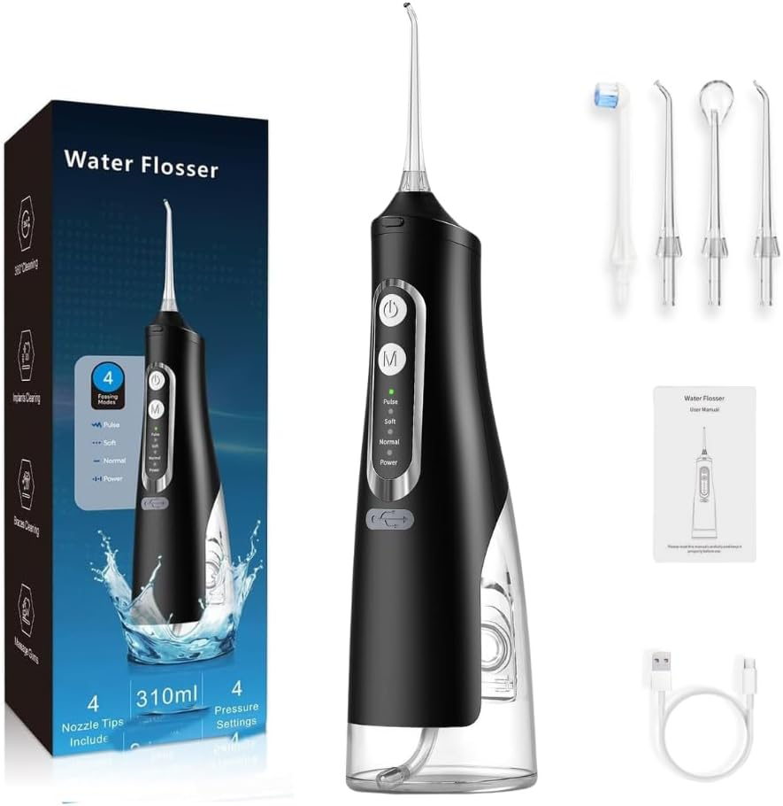 Pain Free Aussies Water Dental Flosser Teeth Pick: Portable Cordless Oral Irrigator 300ML Rechargeable Travel Irrigation Cleaner IPX7 Waterproof Electric Flossing Machine for Teeth Cleaning & Plaque Removal (White)