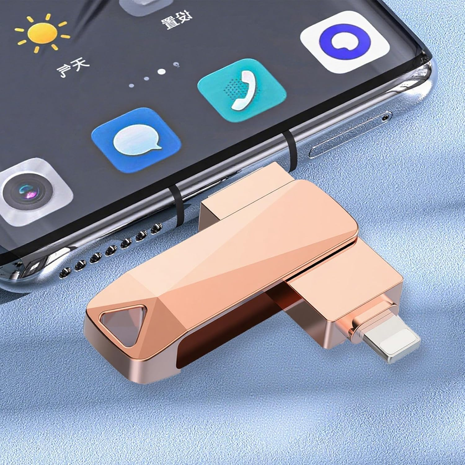 2TB Memory Phone Photo Stick, 4-In-1 Iphone Flash Drive, Photo Stick for Backup,High Speed USB Stick,Usb Flash Drive for Iphone/Pc/Ipad/More Devices(Pink)