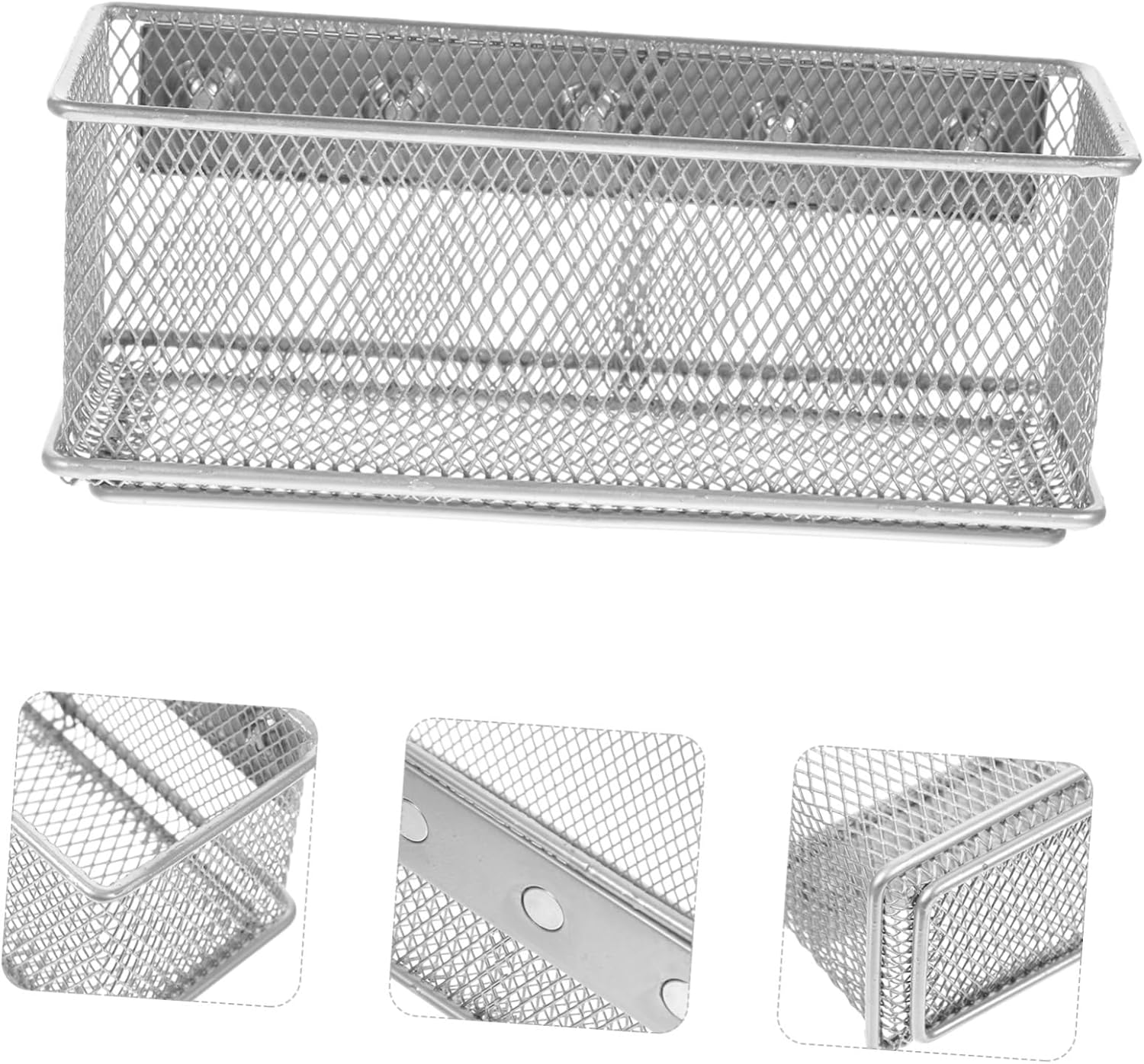 TEHAUX Magnetic Pencil Holder Wire Basket Large Silver Locker Accessories Storage Organizer for Refrigerator and Office image number 3