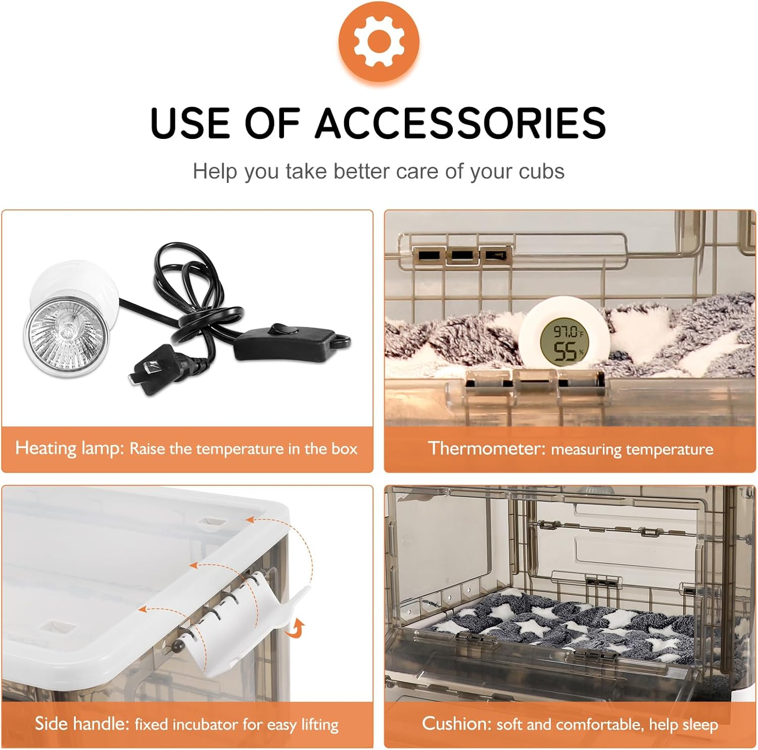 HKDQ Puppy Incubator with Heating - Kitten Incubator for Newborn Puppies and Kittens, Includes Puppy Bed Mat and Pet Feeding Bottle Kit (Medium) image number 2