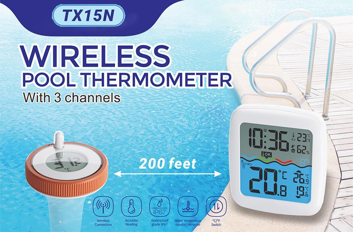 Digital Pool Thermometer, Floating Easy Read, Large Size Water Thermometer for Cold Plunge, IPX8 Waterproof Water Temperature Thermometer for Hottub/Icebath/Swimmingpool/Spa/Aquarium/Pond image number 1