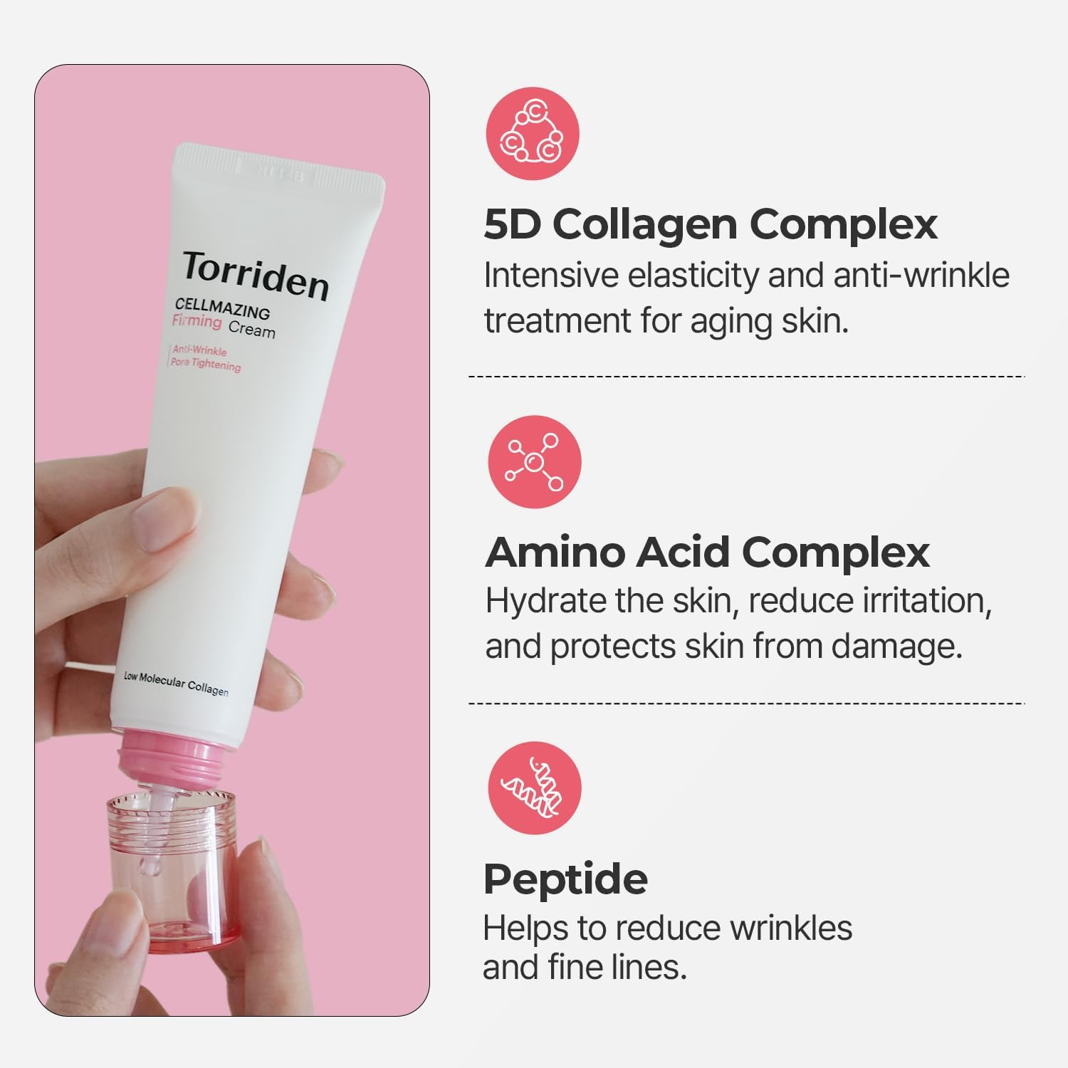 Torriden CELLMAZING Collagen Firming Cream 60Ml (2.02 Fl.Oz.) | Improving Saggy Pore and Wrinkle | 5D Collagen Complex, Amino Acid Complex, Peptide image number 6